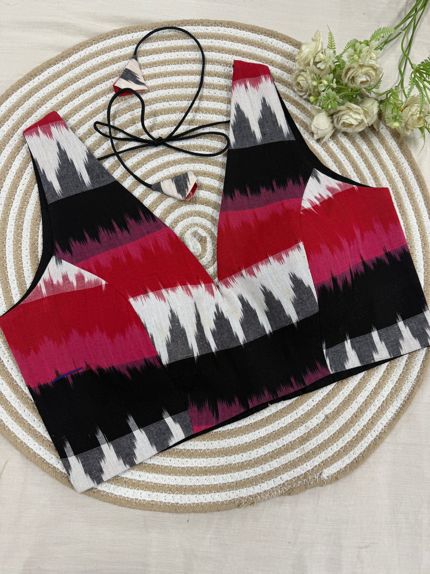 Midnight Crimson Ikkat Blouse