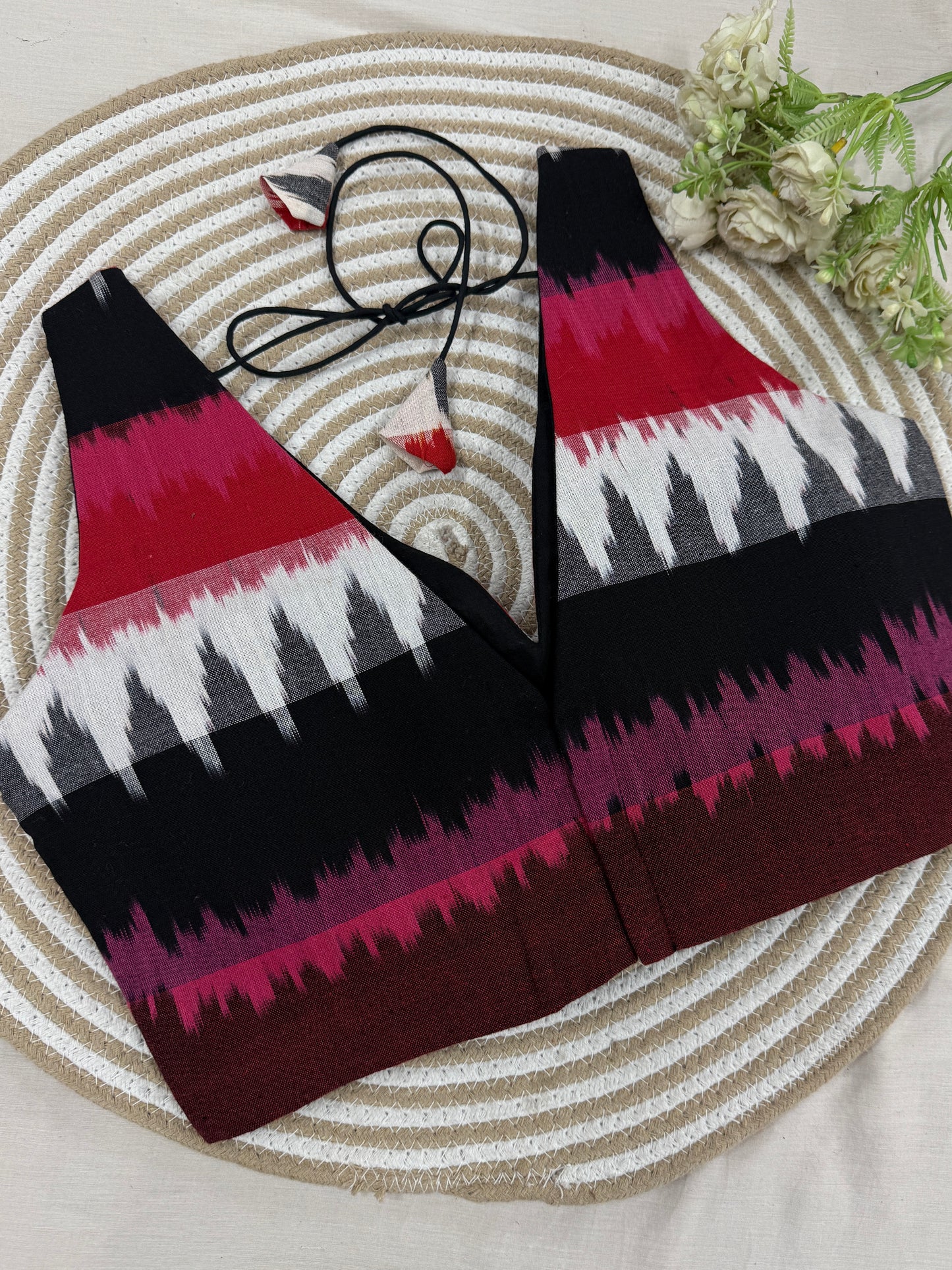 Midnight Crimson Ikkat Blouse