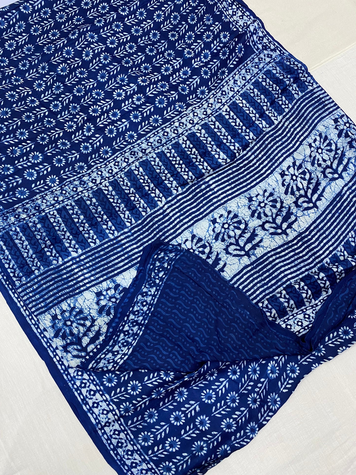 Indigo Modal Silk Saree 1 – The Loom Store