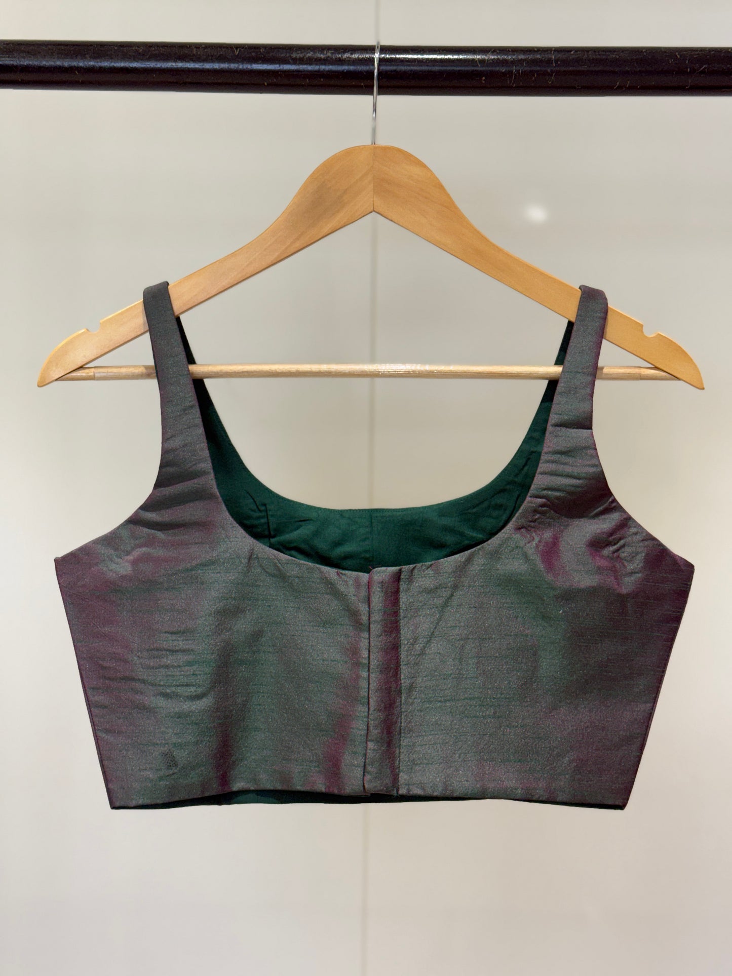 Forest Wine Scoop Neck Raw Silk Blouse