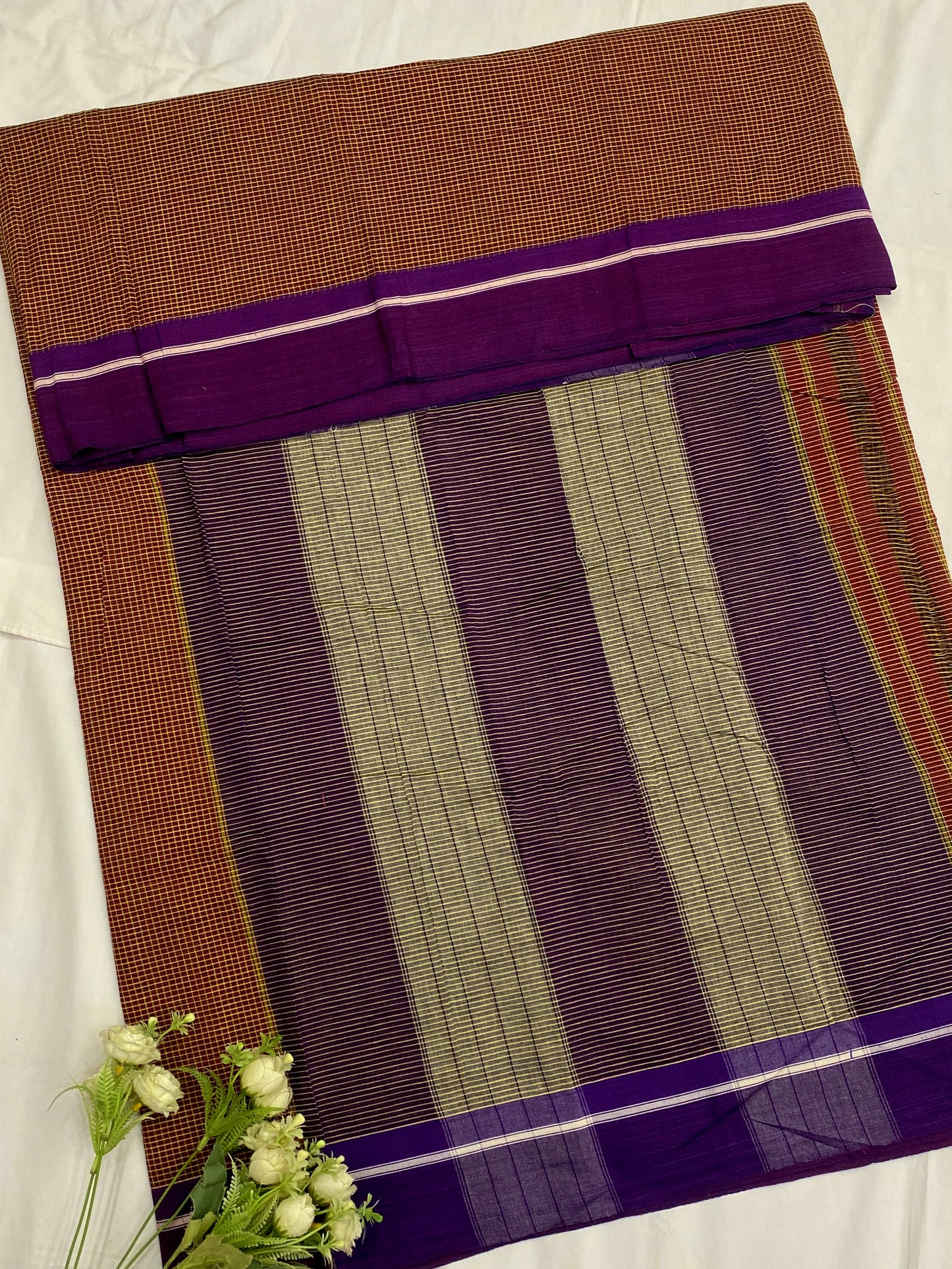 Rustic Purple Patteda Anchu Saree