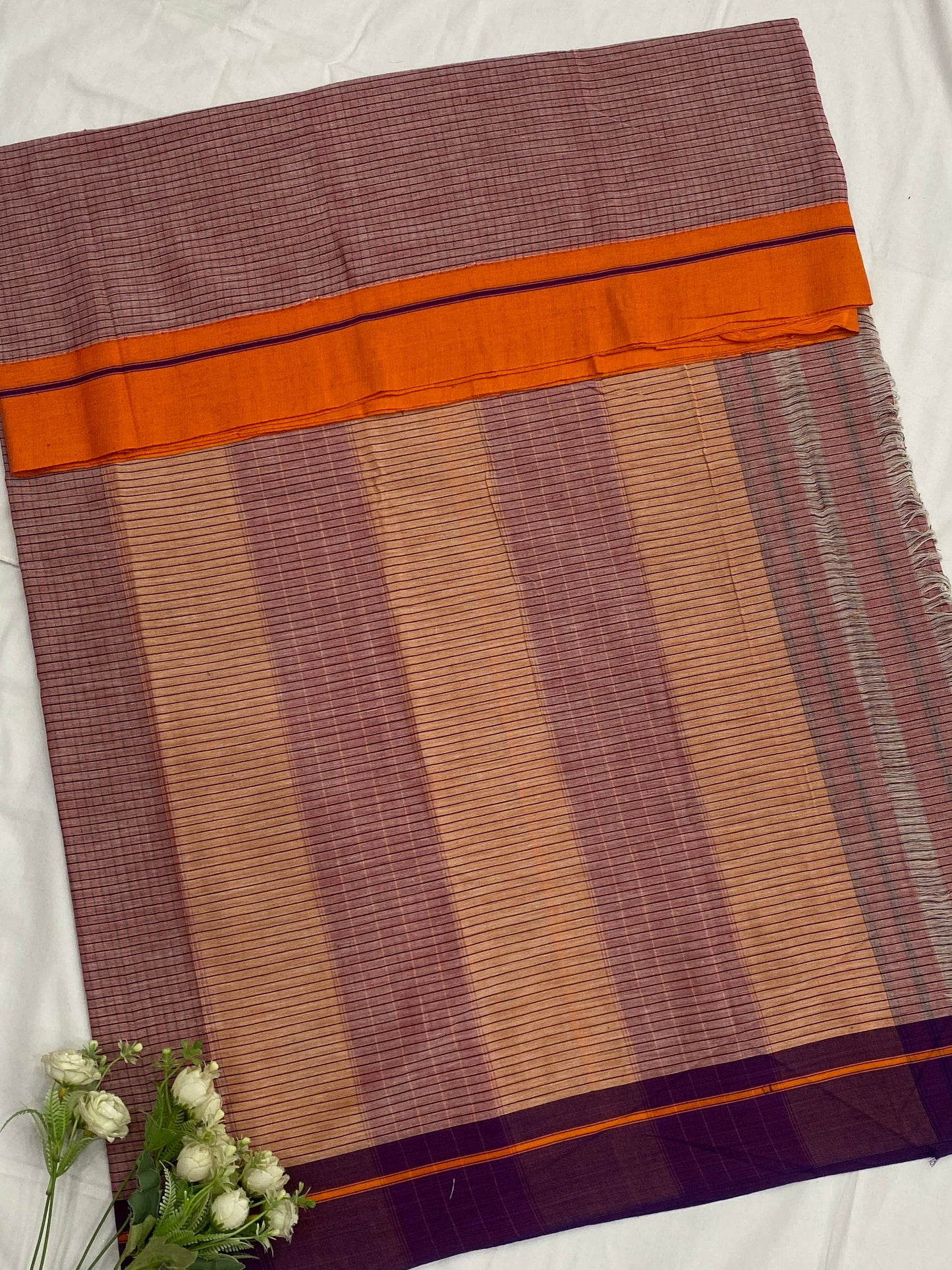 Pink With Orange-Purple Patteda Anchu Saree