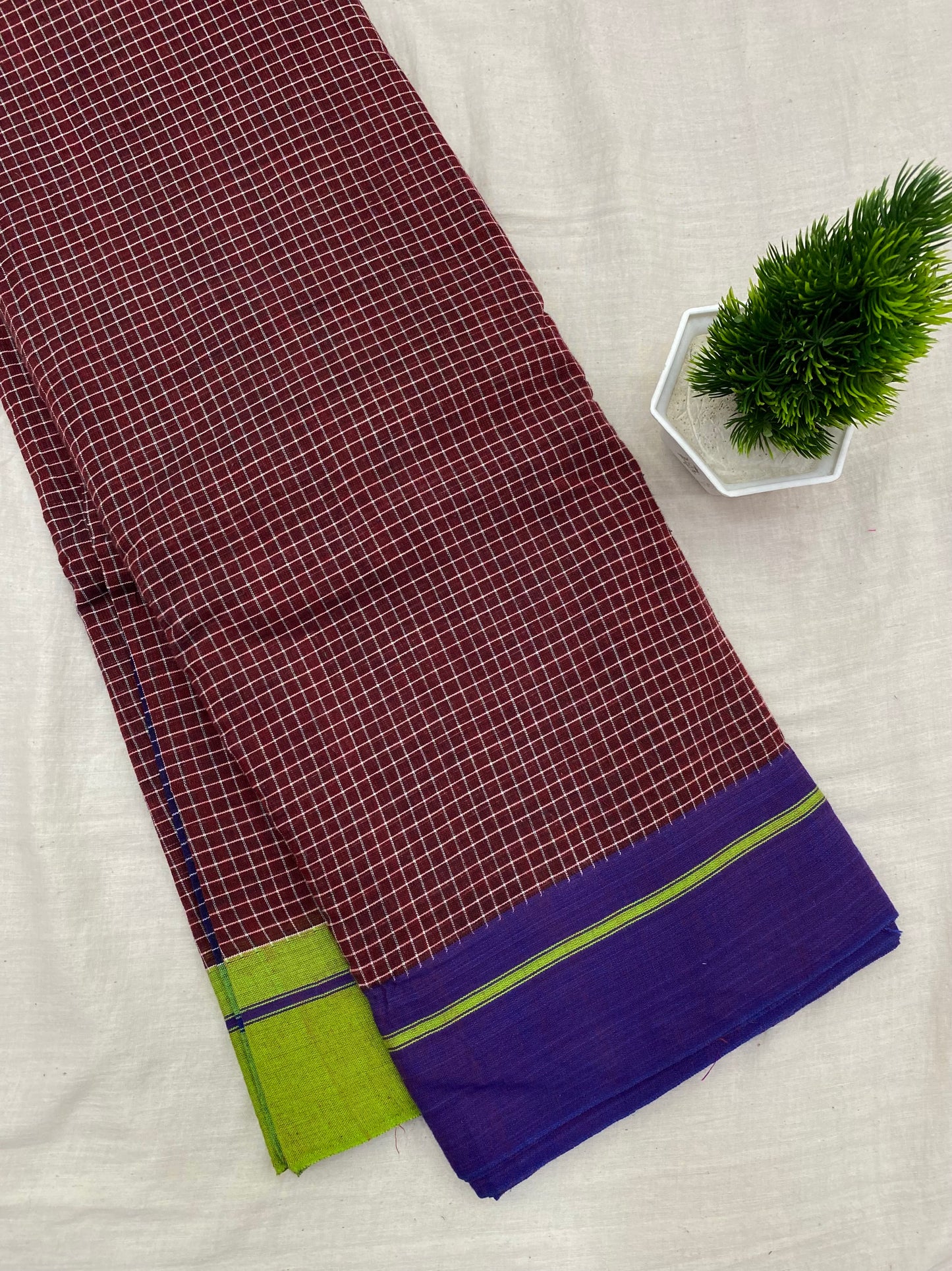 Purple-Parrot Border Brown Patteda Anchu Saree