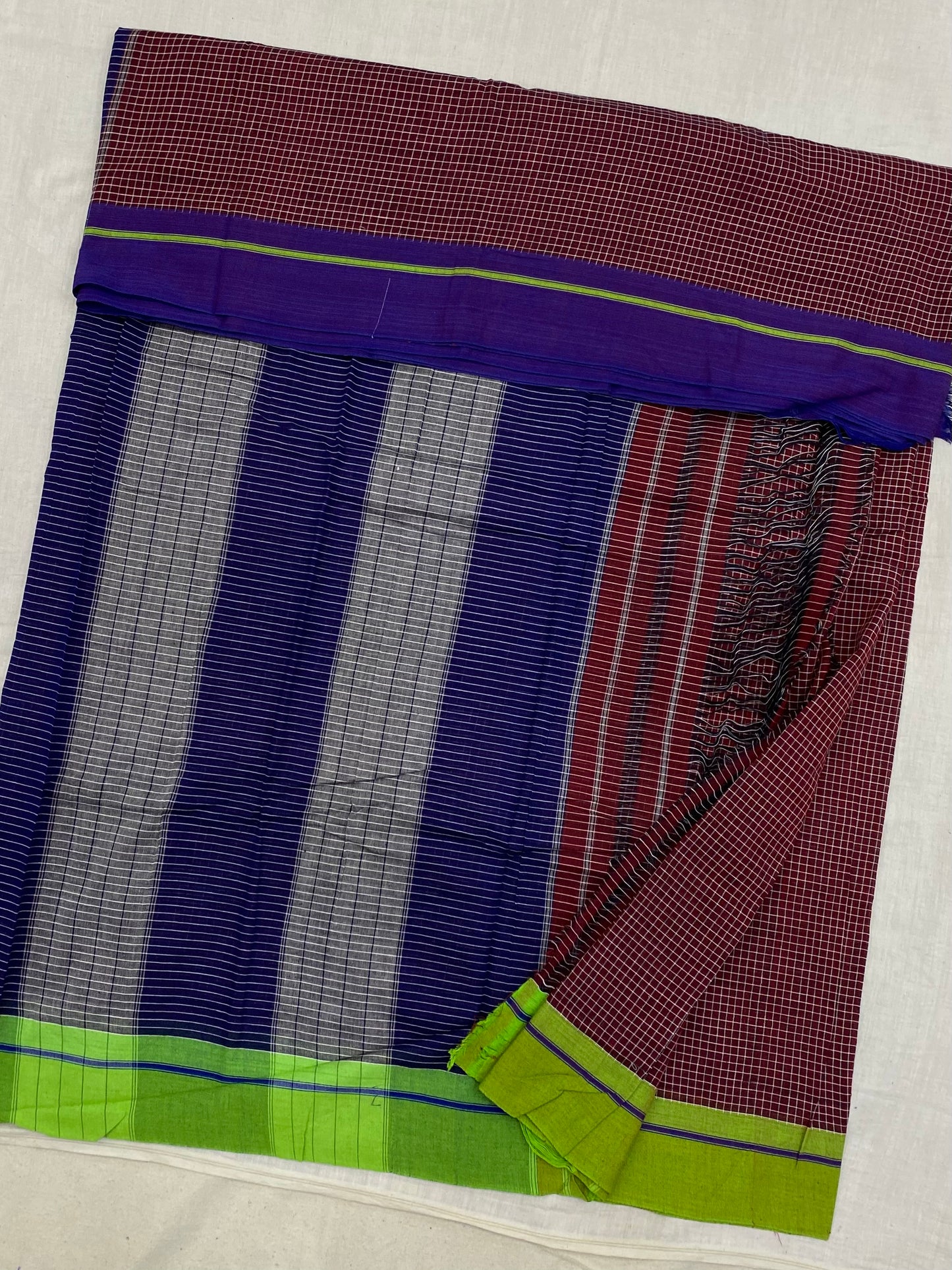 Purple-Parrot Border Brown Patteda Anchu Saree