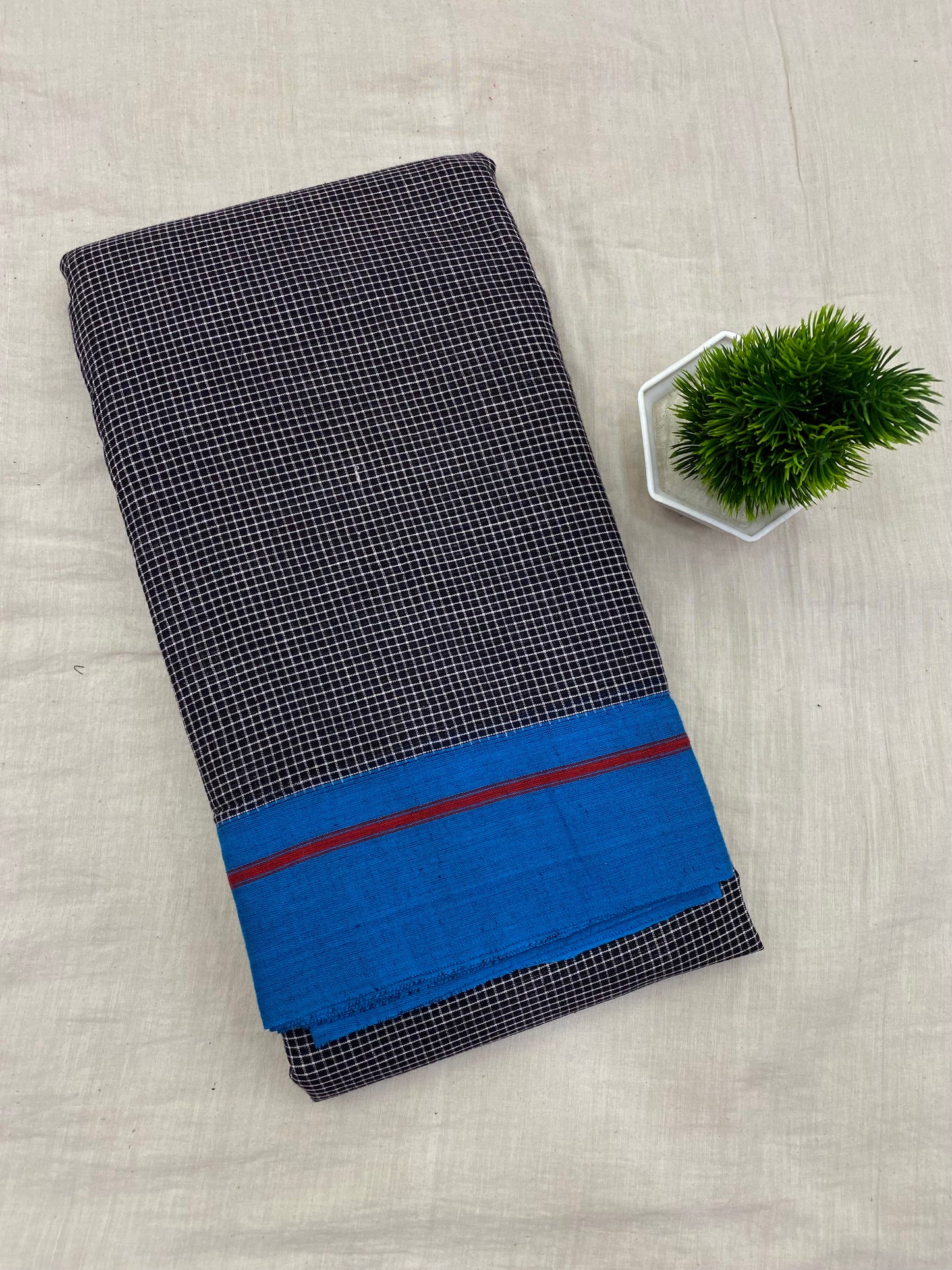 Black Blue Patteda Anchu Saree