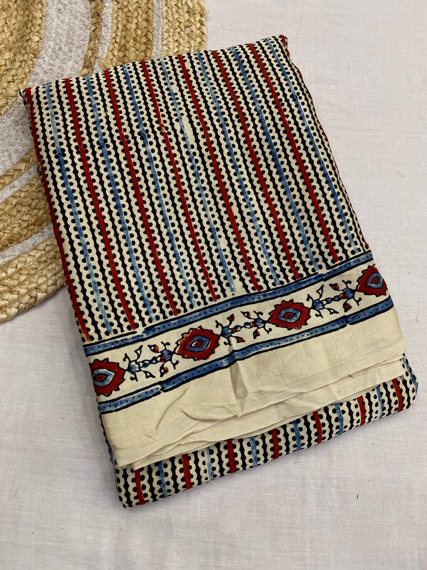 Creamy Braids  Ajrakh Print Modal Silk Saree