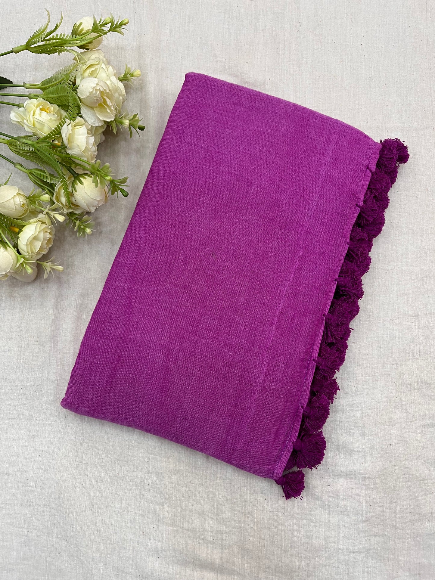 Lilac Mulmul Saree