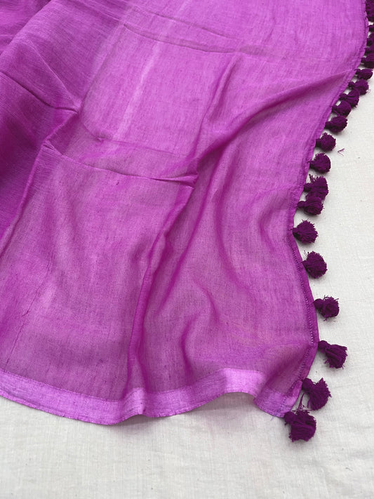 Lilac Mulmul Saree