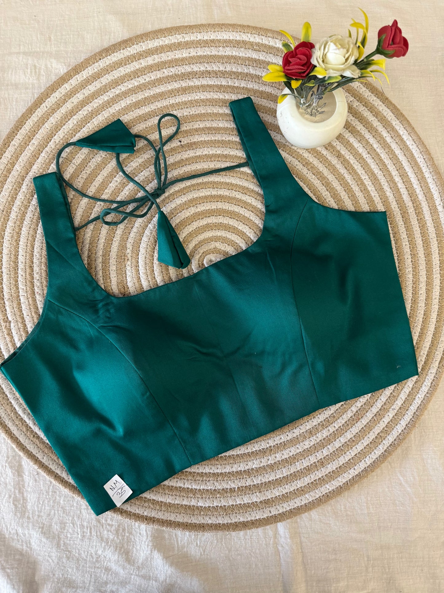 Rama Green Backless Strap Blouse