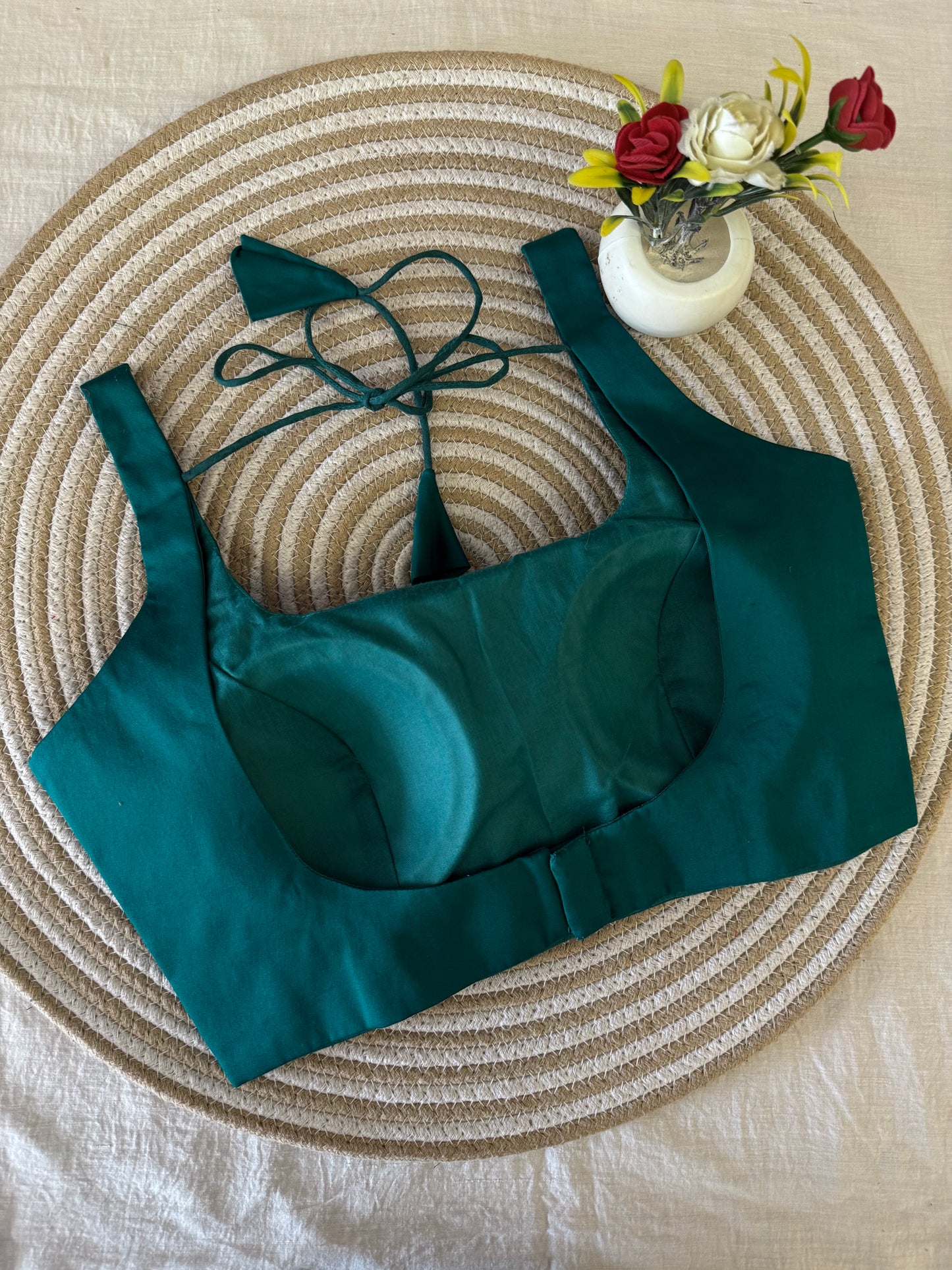 Rama Green Backless Strap Blouse