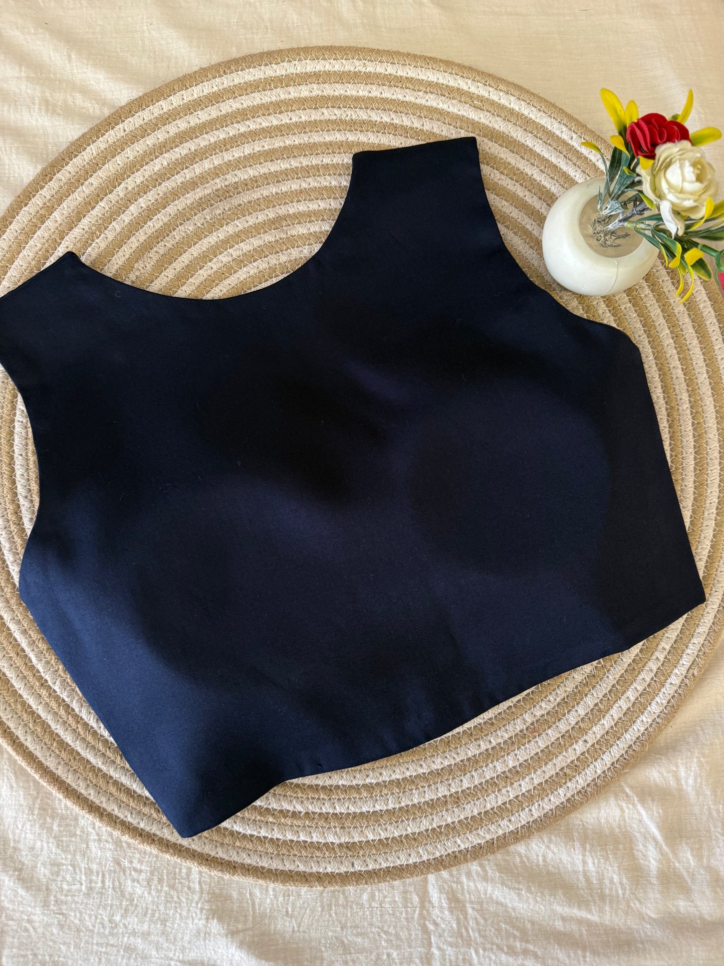 Navy Blue Formal Sleeveless Blouse