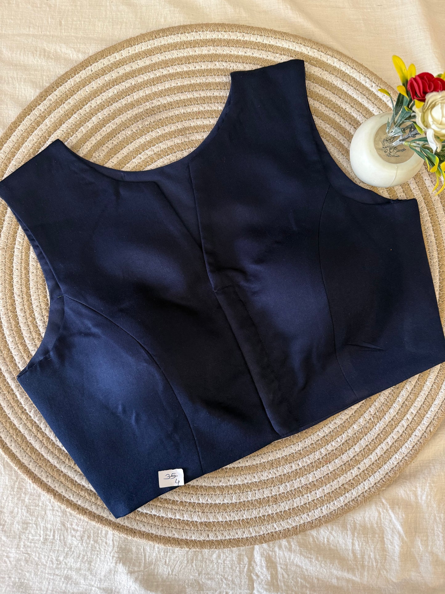 Navy Blue Formal Sleeveless Blouse