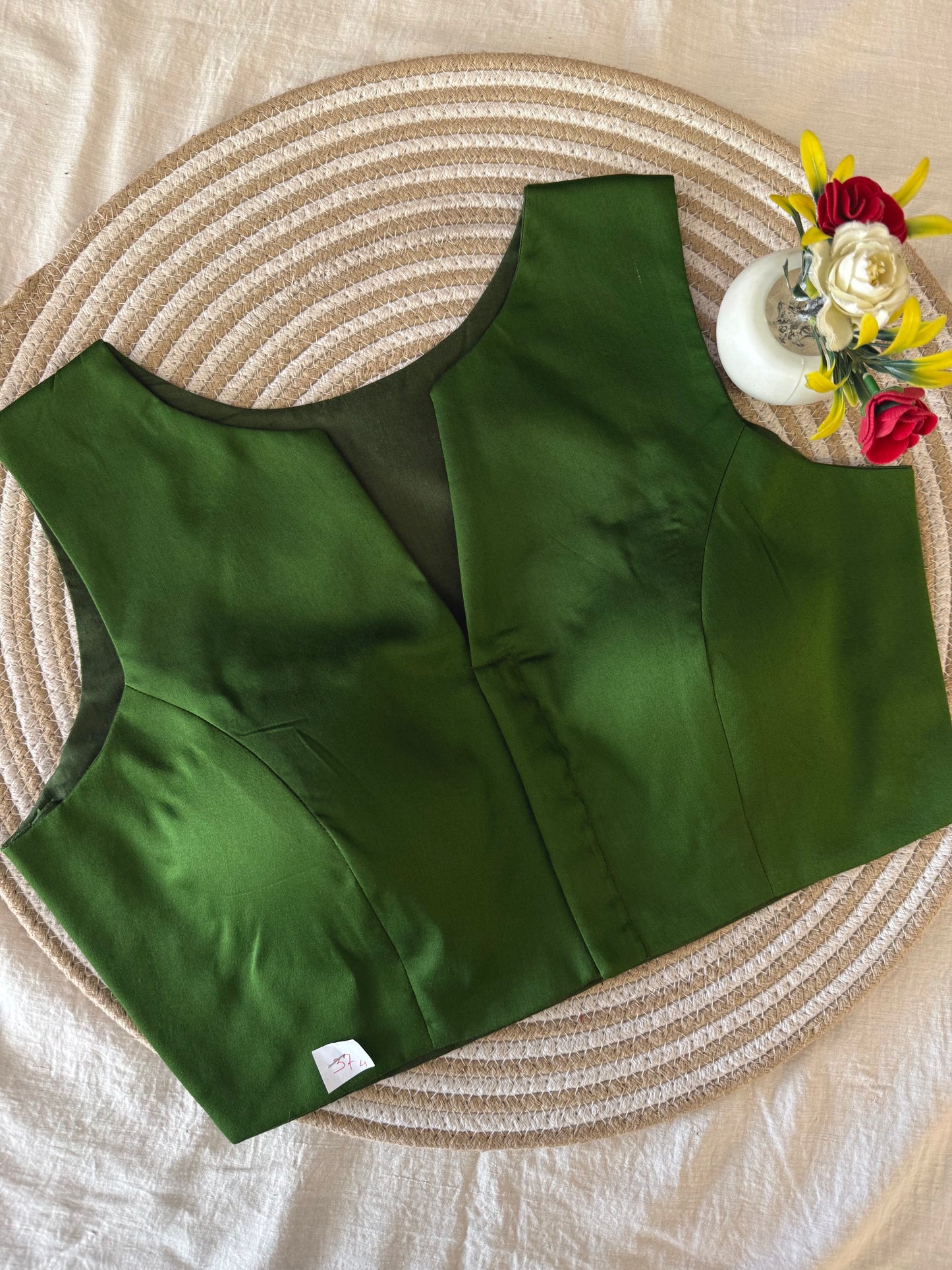 Olive Formal Sleeveless Blouse