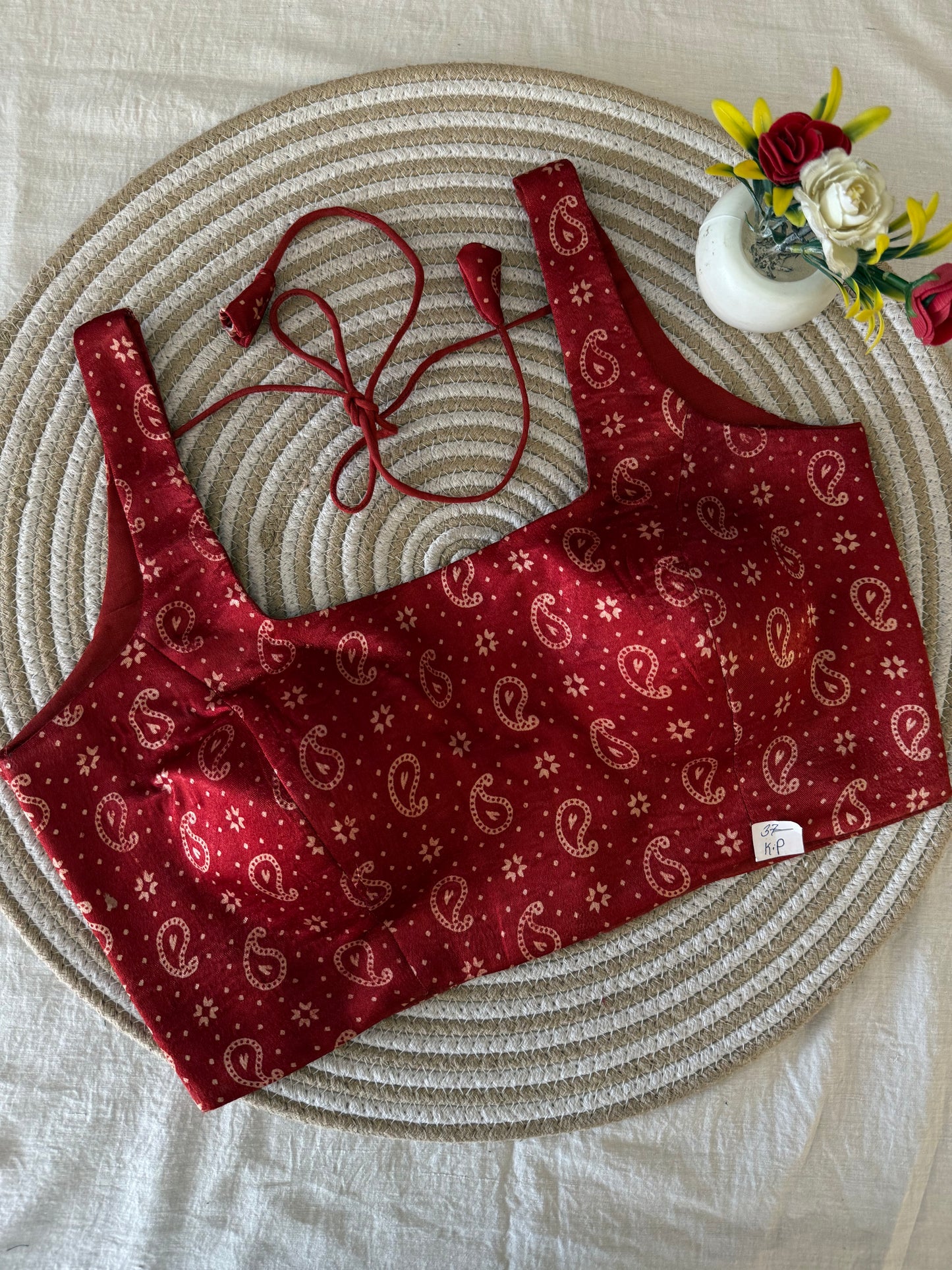 Rust Paisley Ajrakh Modal Silk Blouse