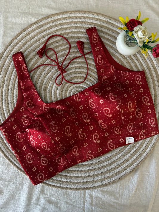 Rust Paisley Ajrakh Modal Silk Blouse