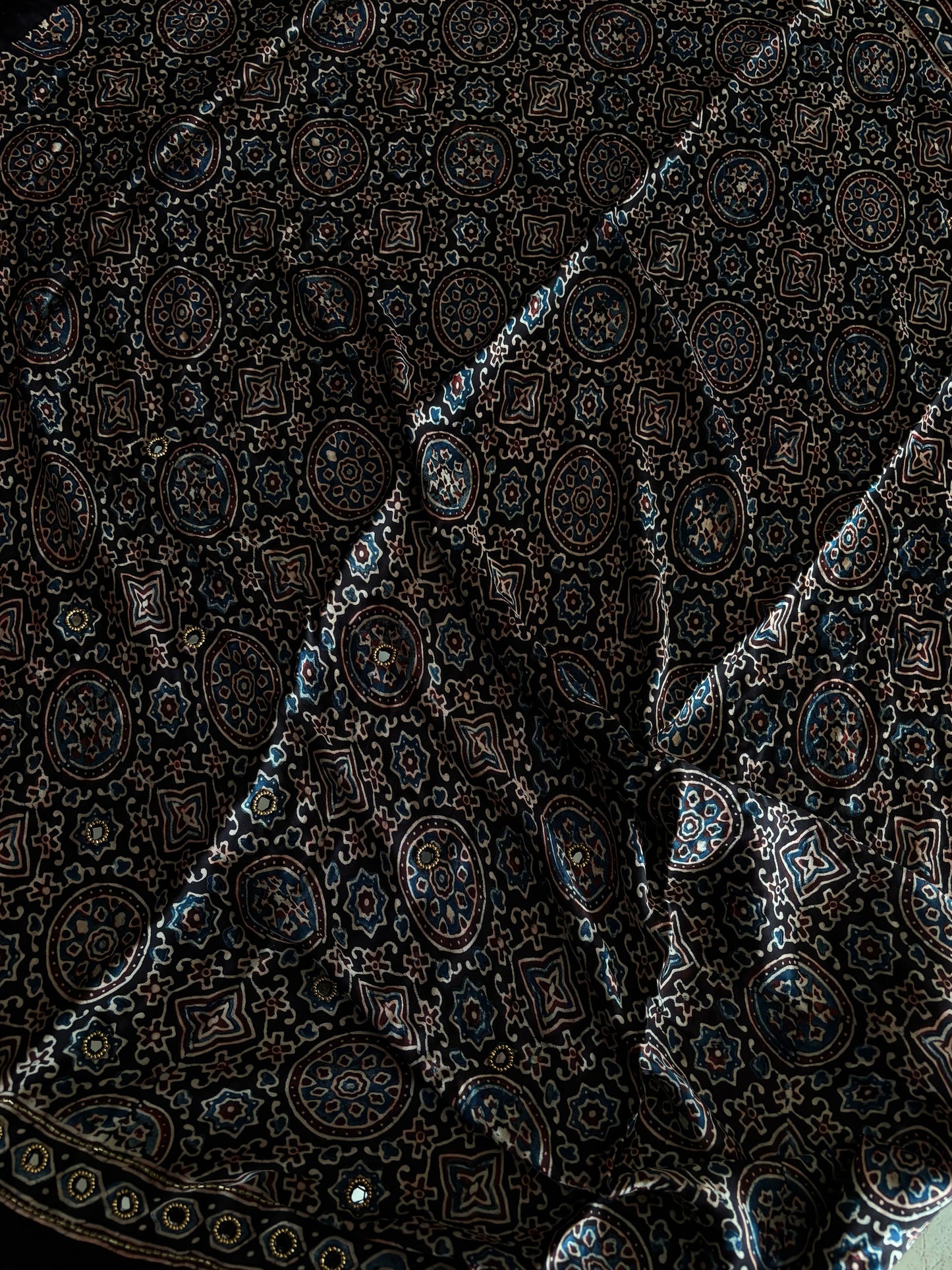 Black Lotus Ajrakh Handwork Saree