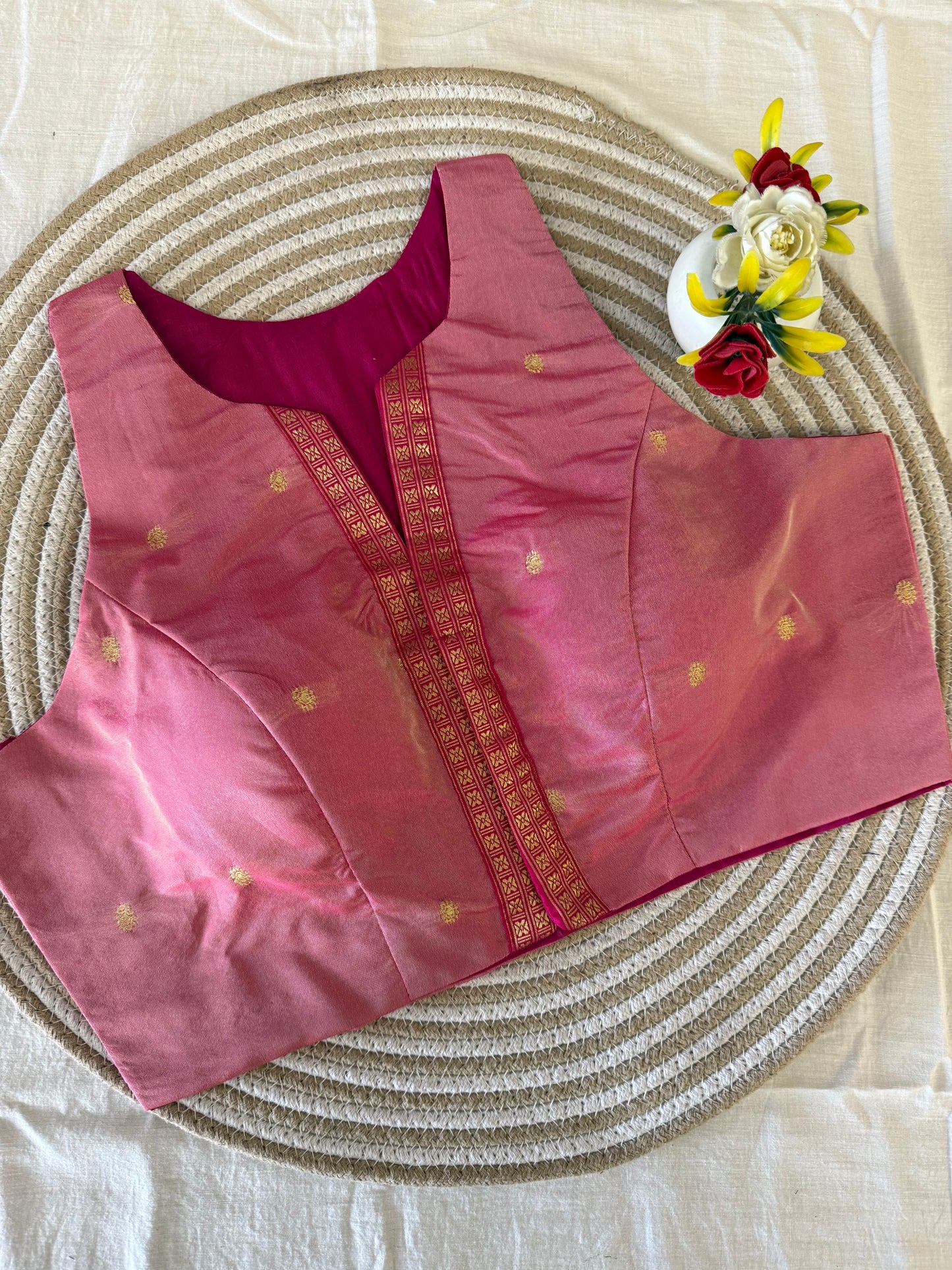 Narayanpeth Pink Racer Back Blouse (Dispatch Date: 10th September, 2026)
