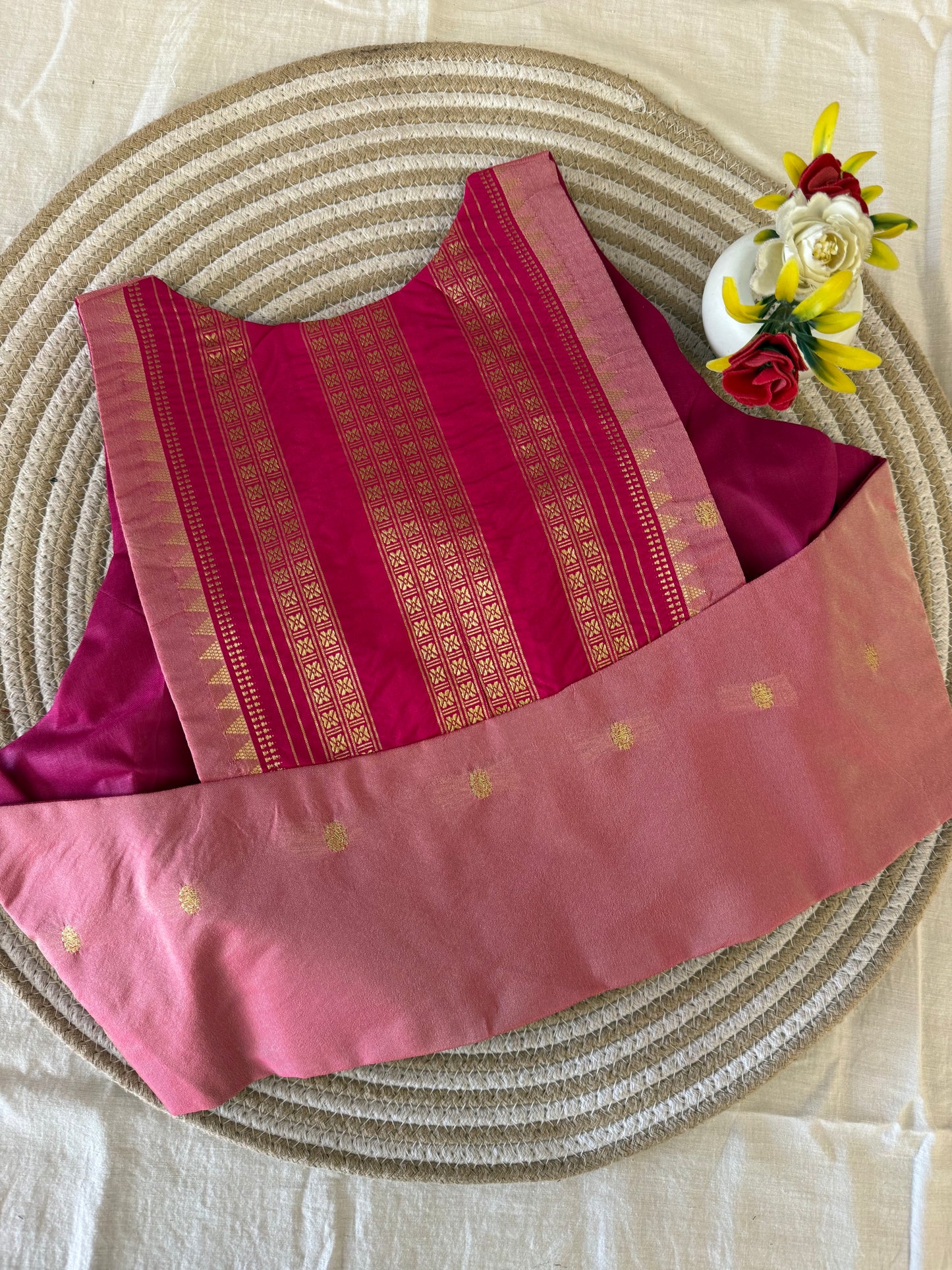 Narayanpeth Pink Racer Back Blouse (Dispatch Date: 10th September, 2026)