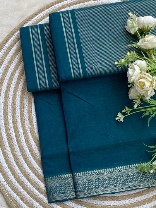 Nizam Silver Border Mangalgiri Saree 02