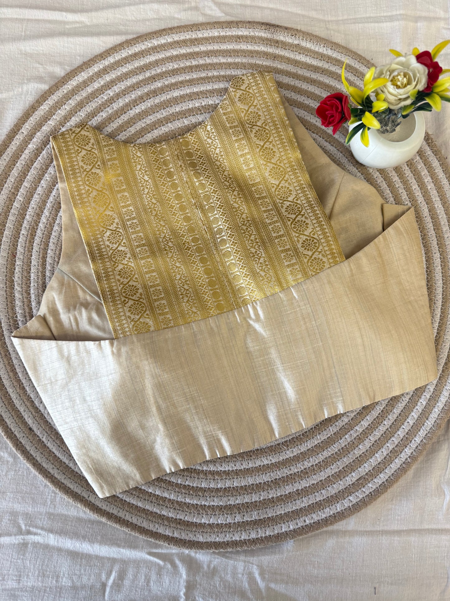 Onam Plain Racer Back Dupion Silk Blouse