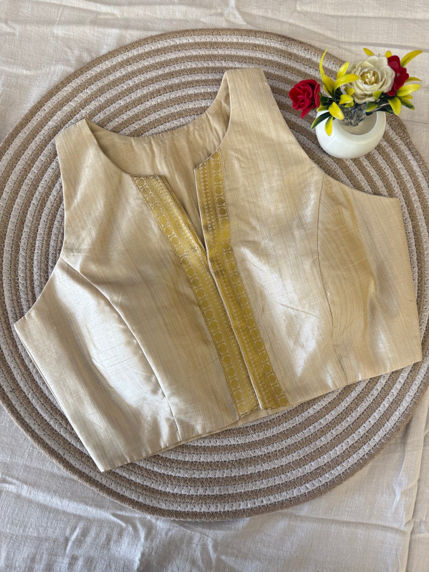 Onam Plain Racer Back Dupion Silk Blouse