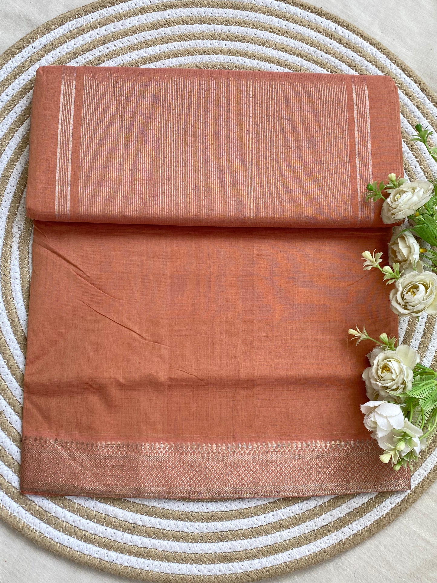 Nizam Silver Border Mangalgiri Saree 03