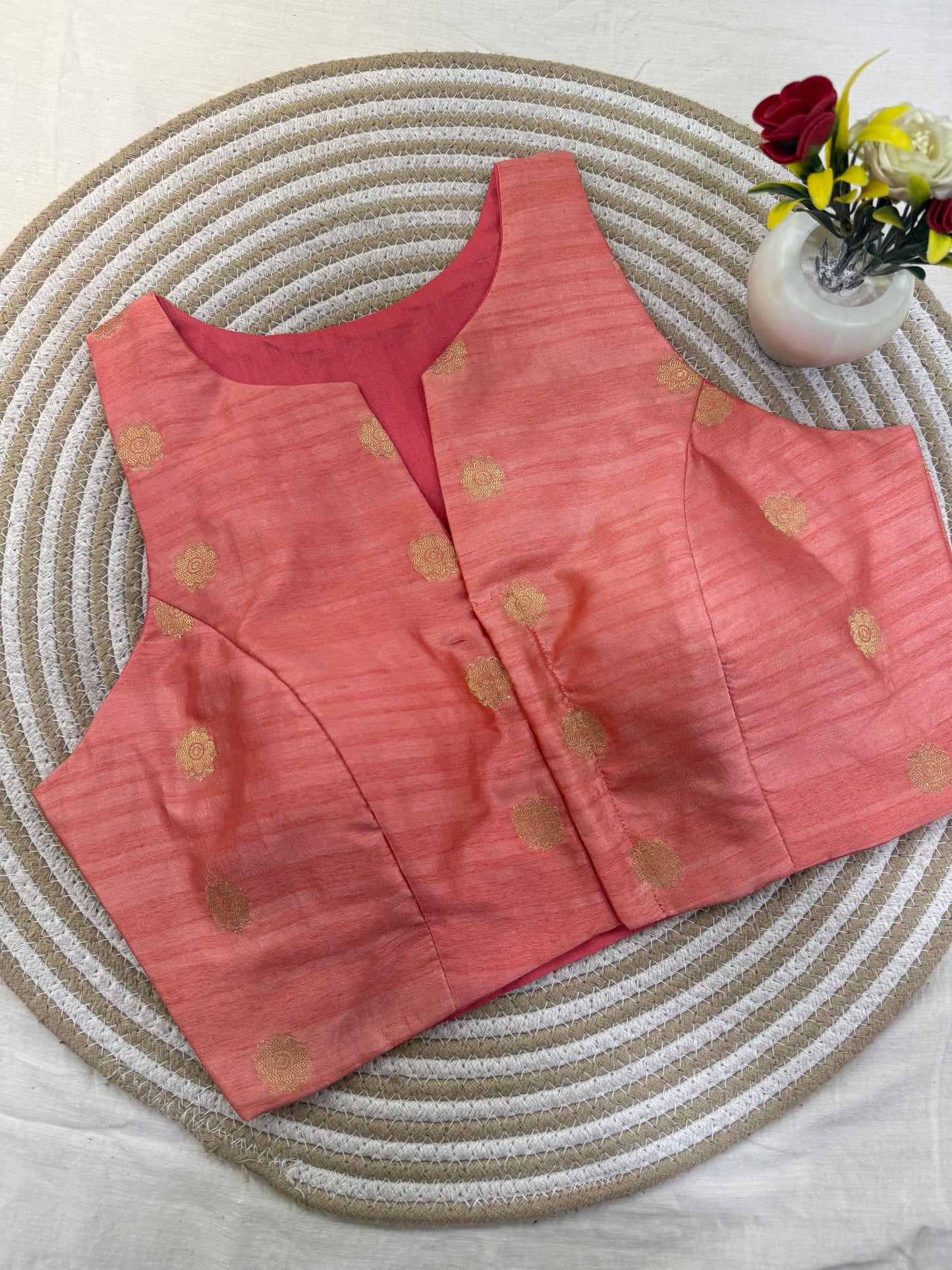 Peach Taffeta Racer Back Blouse
