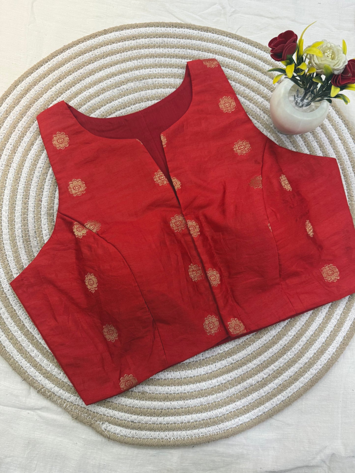 Red Taffeta Racer Back Blouse