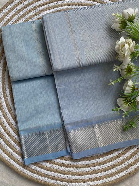 Silver Border Mangalgiri Cotton Saree 04