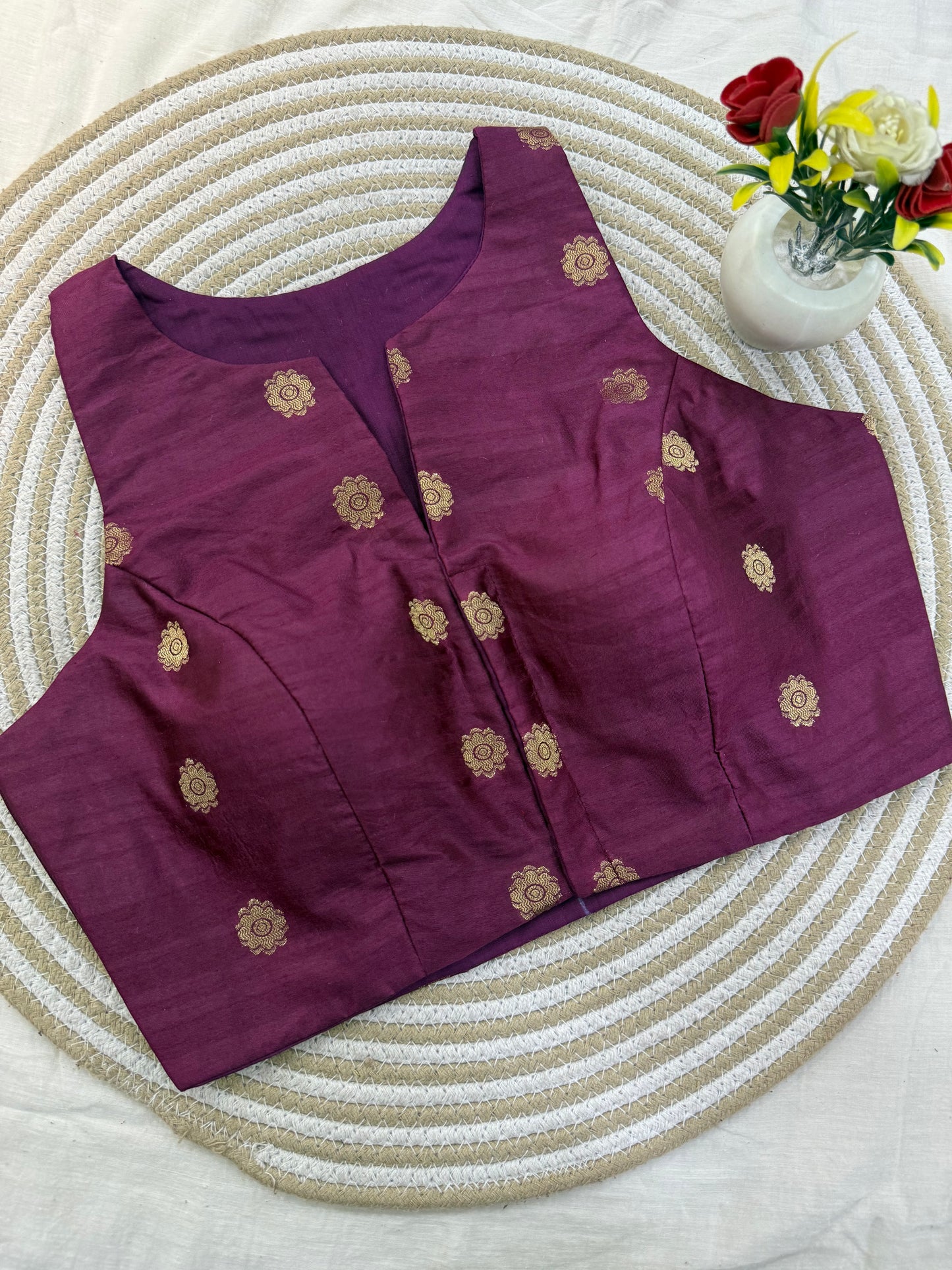 Wine Taffeta Racer Back Blouse