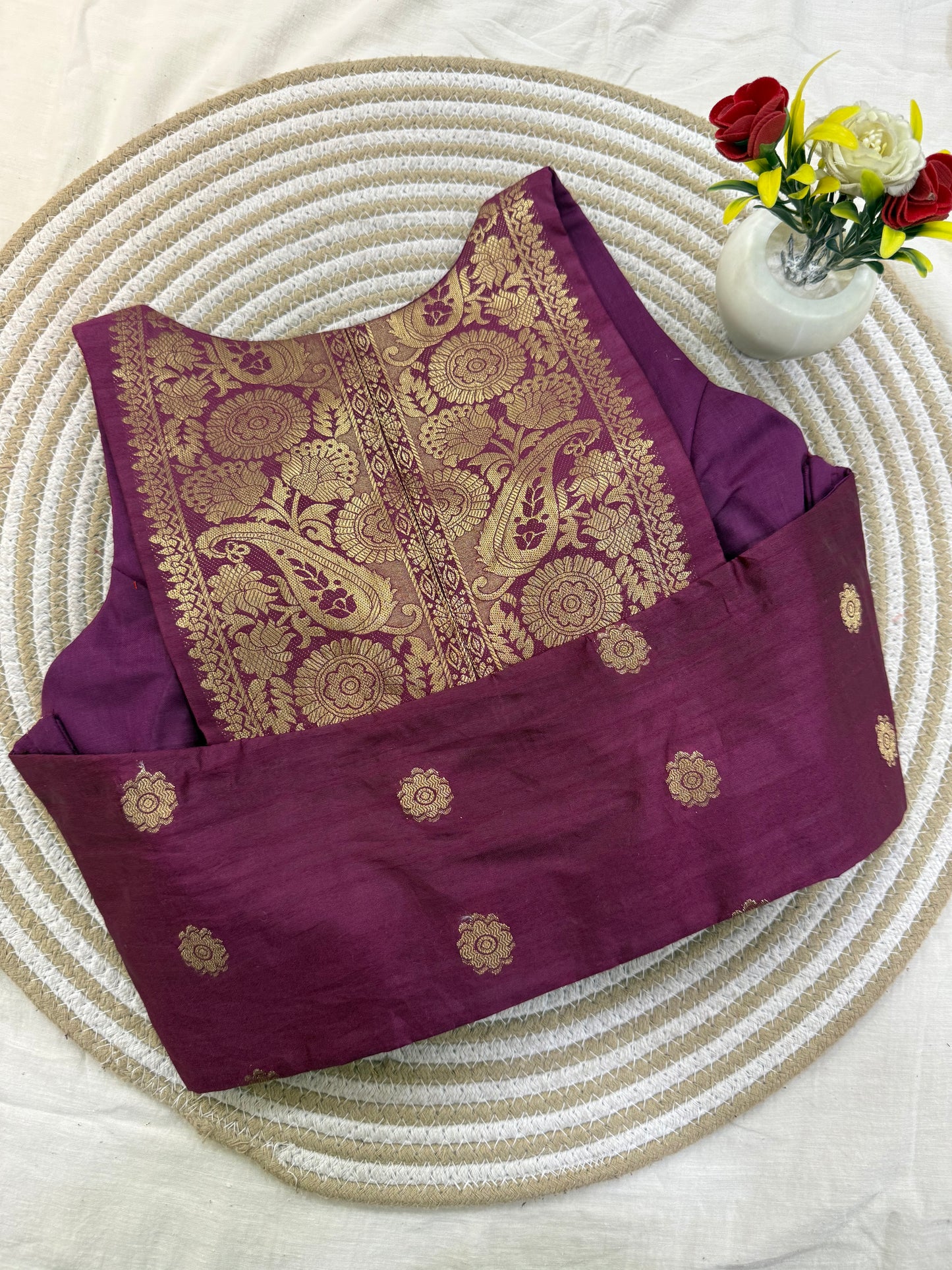 Wine Taffeta Racer Back Blouse