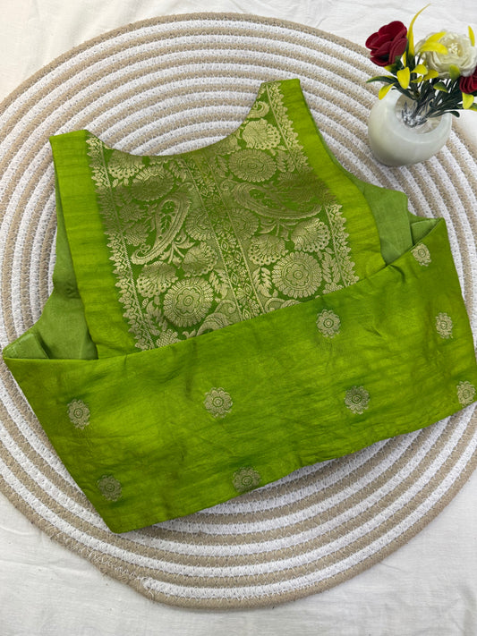 Mehendi Green Taffeta Racer Back Blouse