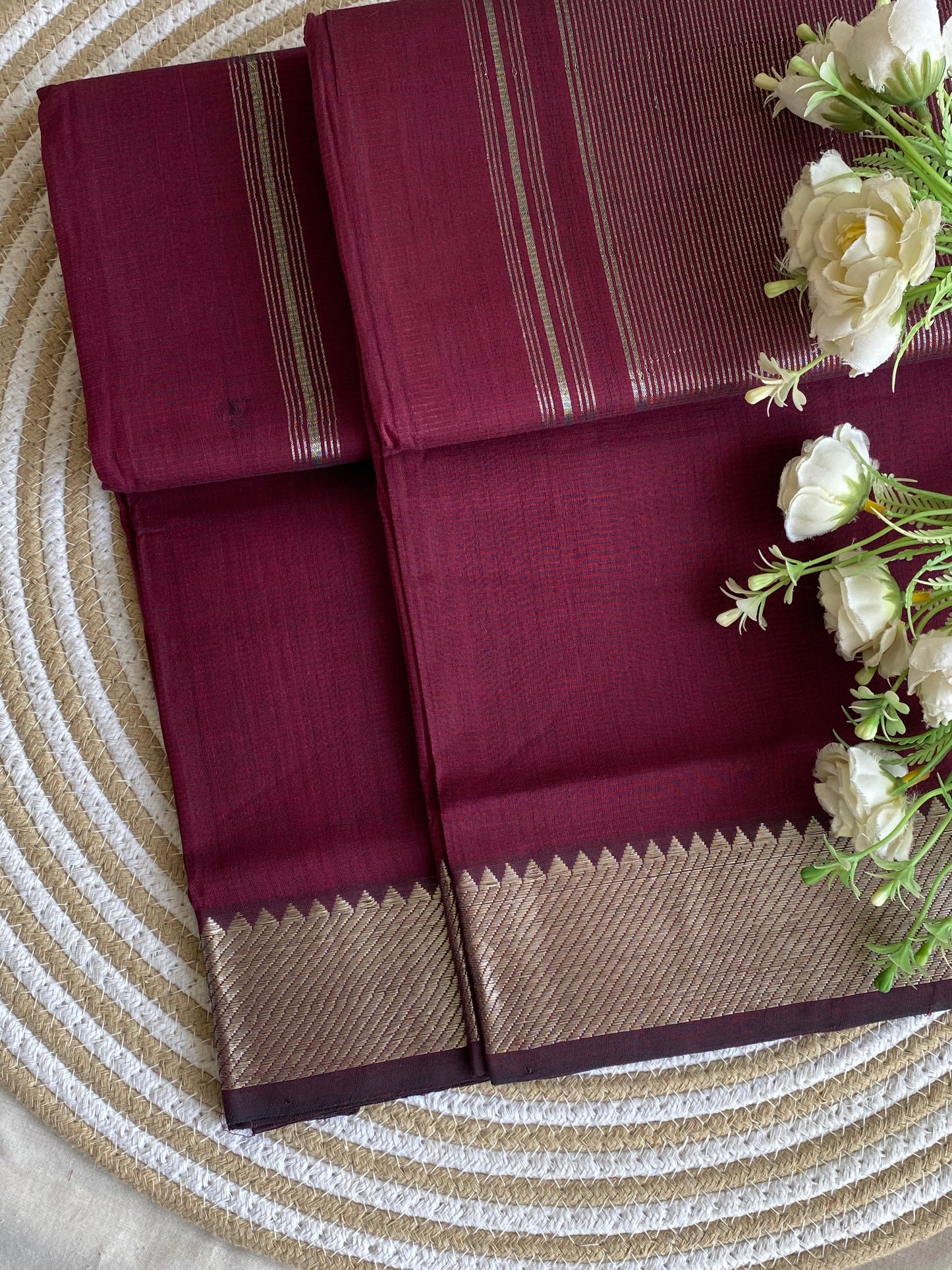 Silver Border Mangalgiri Cotton Saree 09