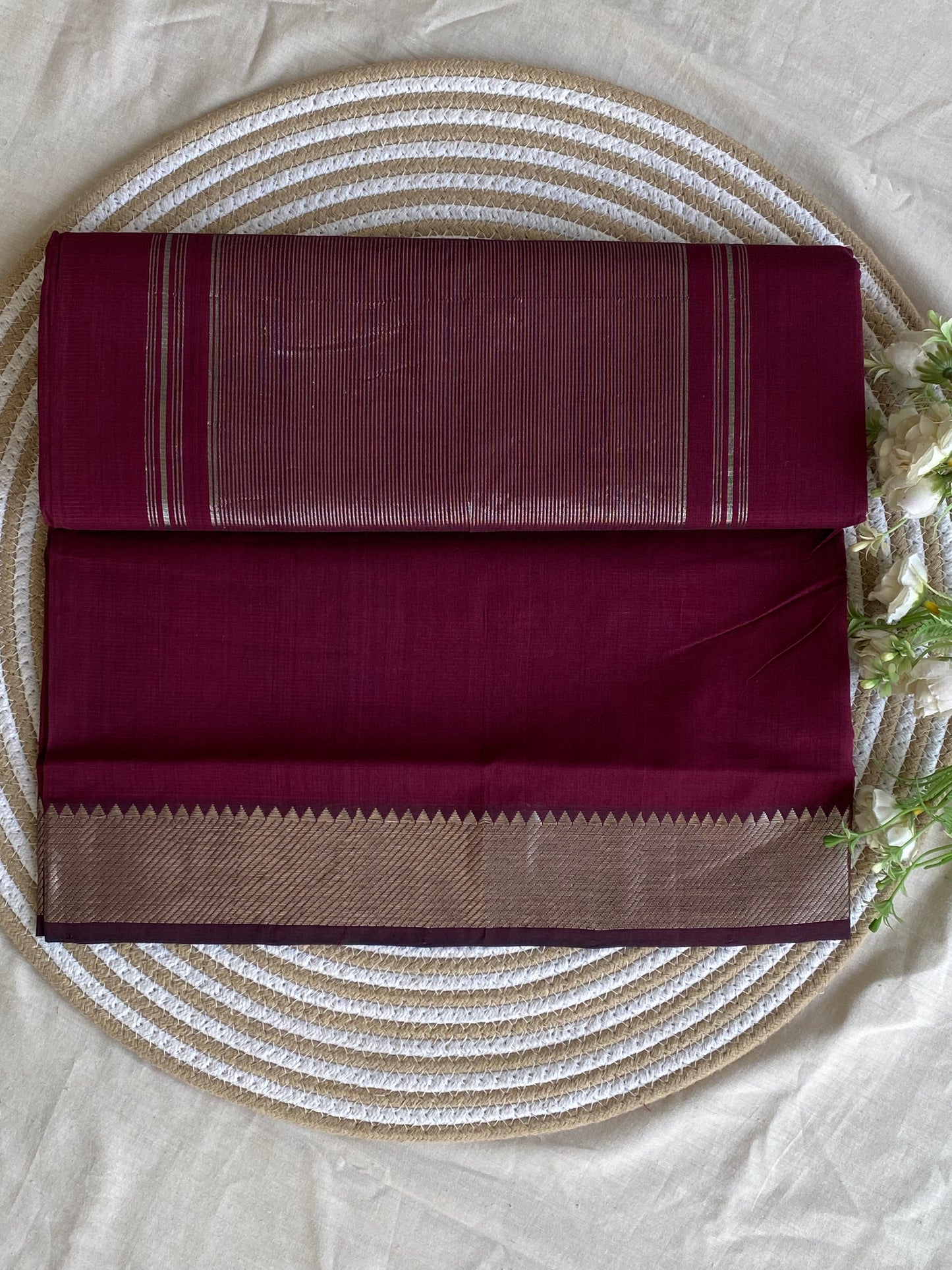 Silver Border Mangalgiri Cotton Saree 09