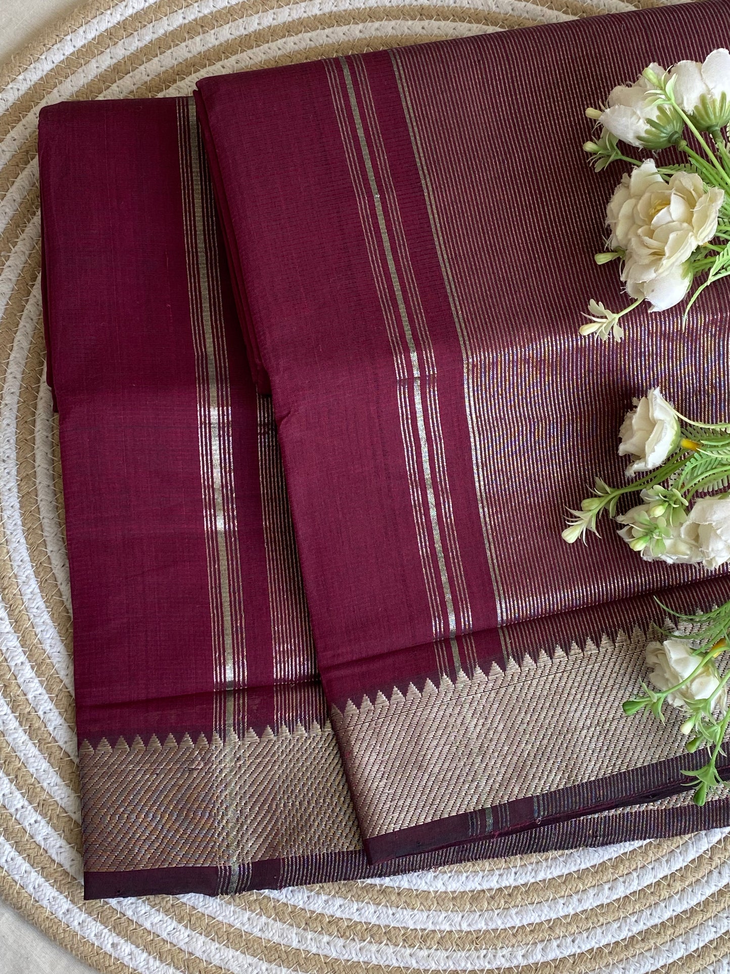 Silver Border Mangalgiri Cotton Saree 09