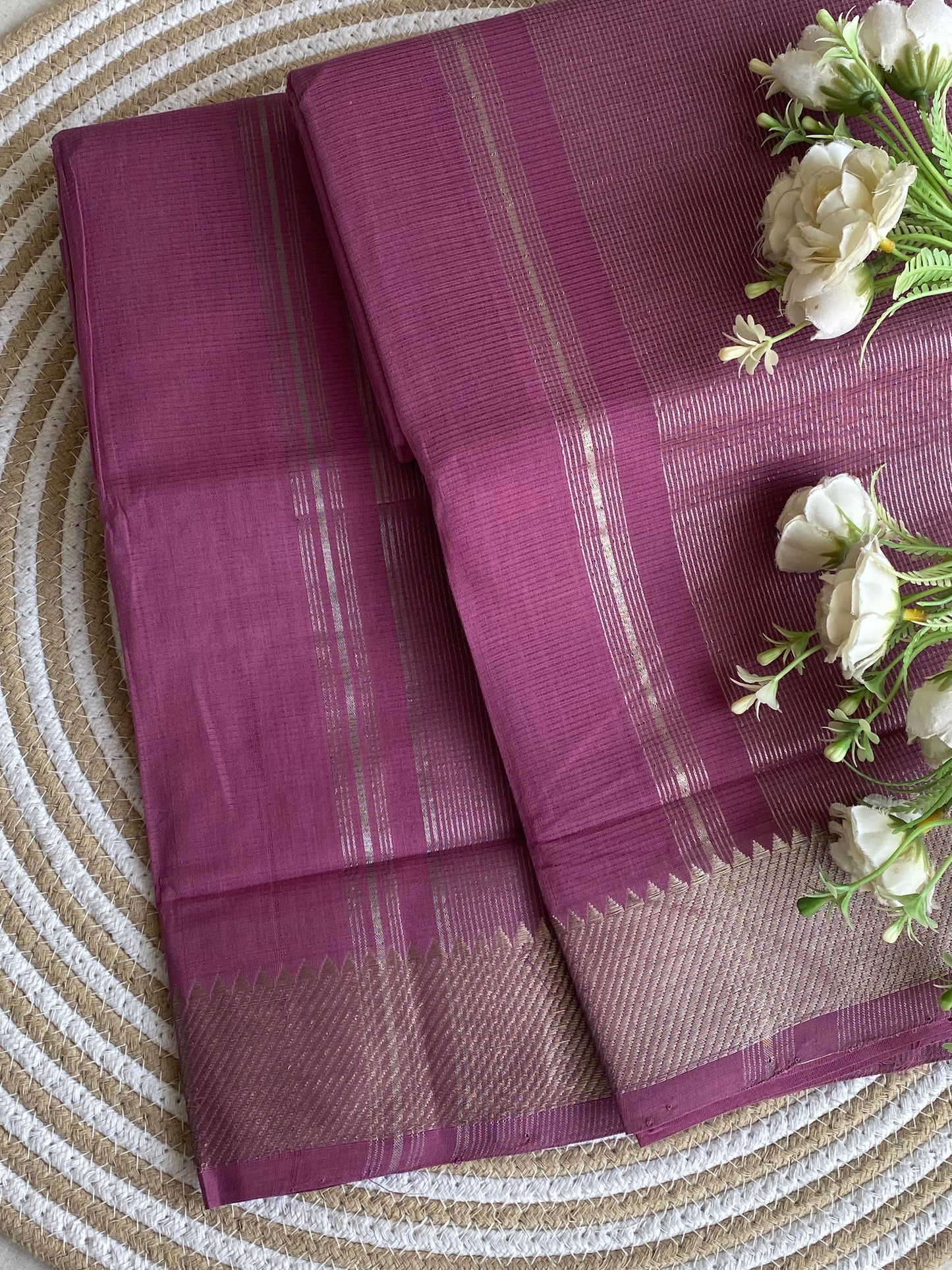 Silver Border Mangalgiri Cotton Saree 08