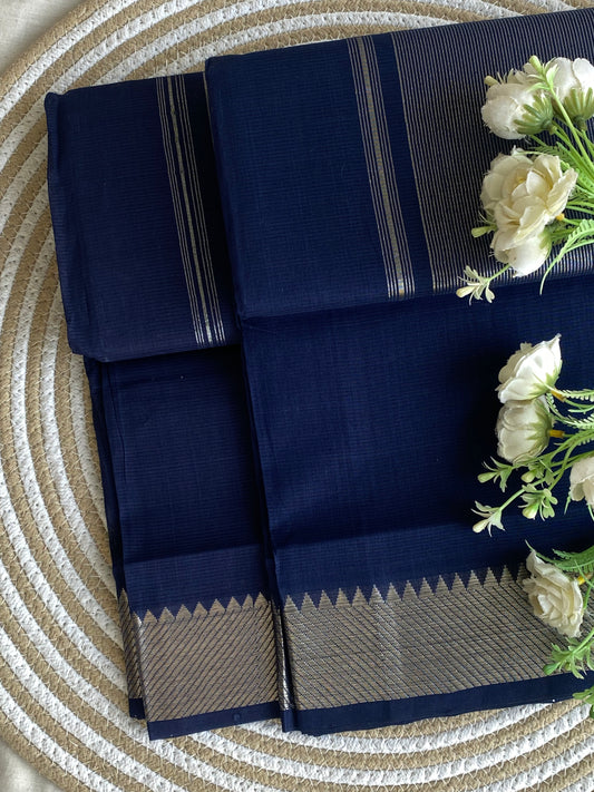 Silver Border Mangalgiri Cotton Saree 11