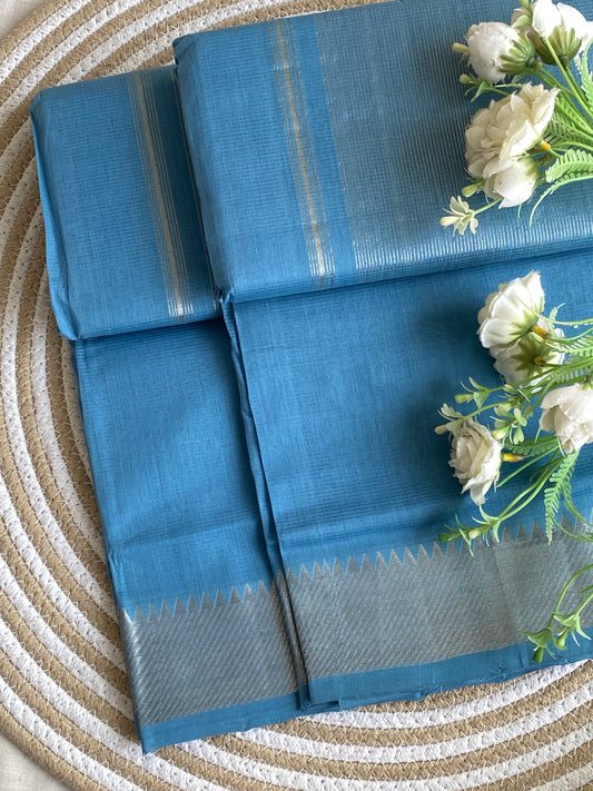 Silver Border Mangalgiri Cotton Saree 13