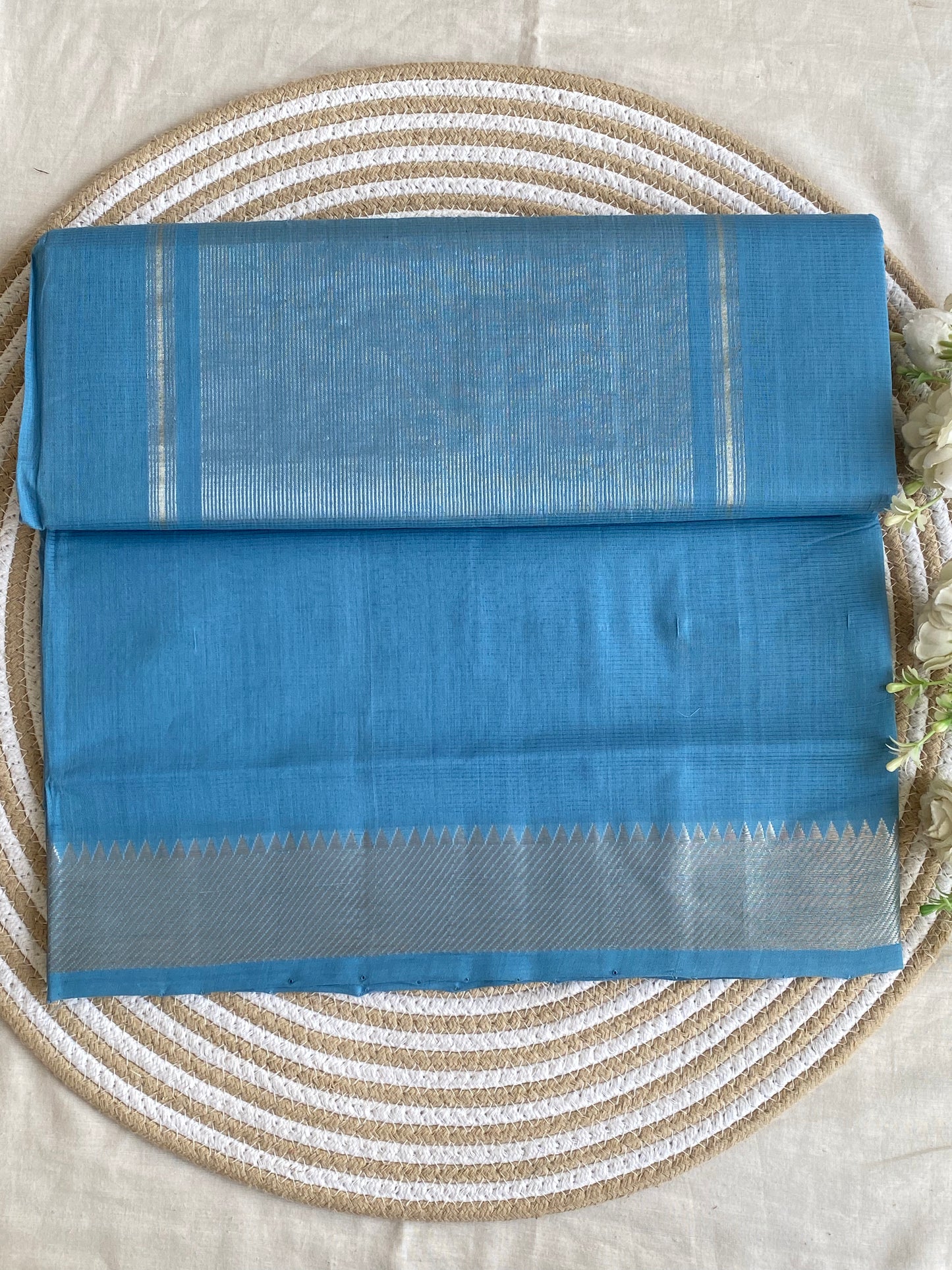 Silver Border Mangalgiri Cotton Saree 13