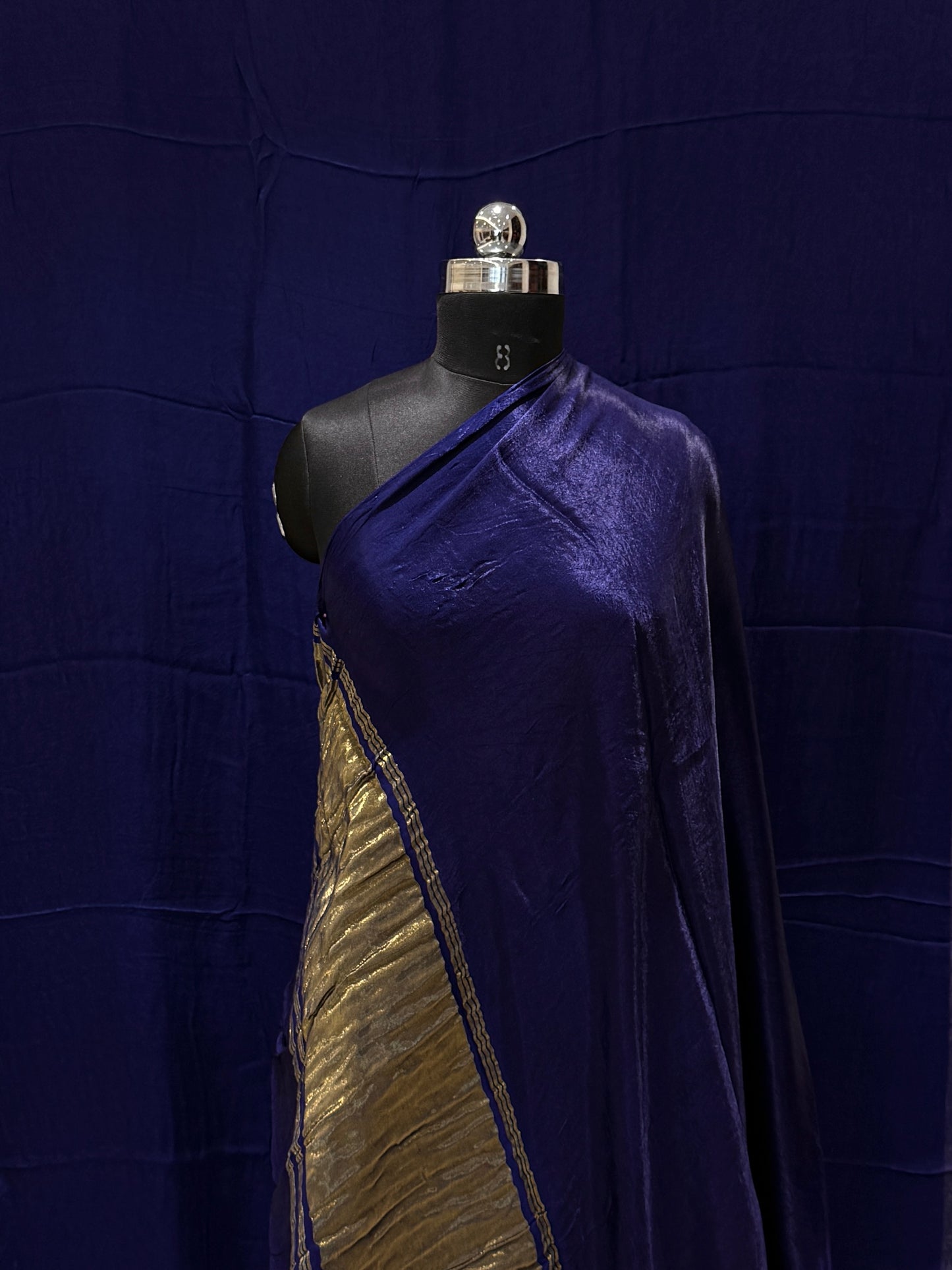 Royal Blue Modal Satin Silk Lagdi Pallu Saree