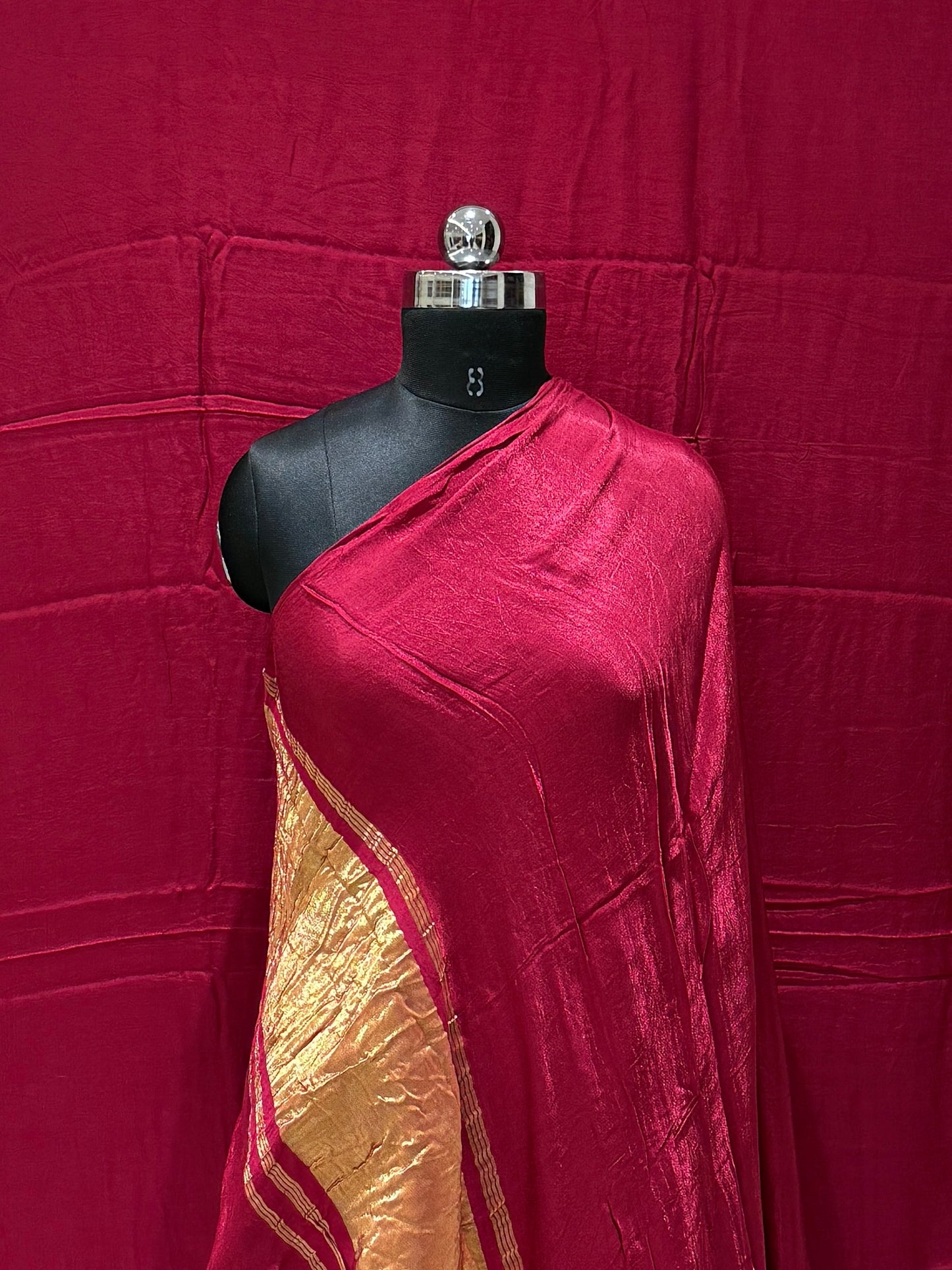Pink Modal Satin Silk Lagdi Pallu Saree