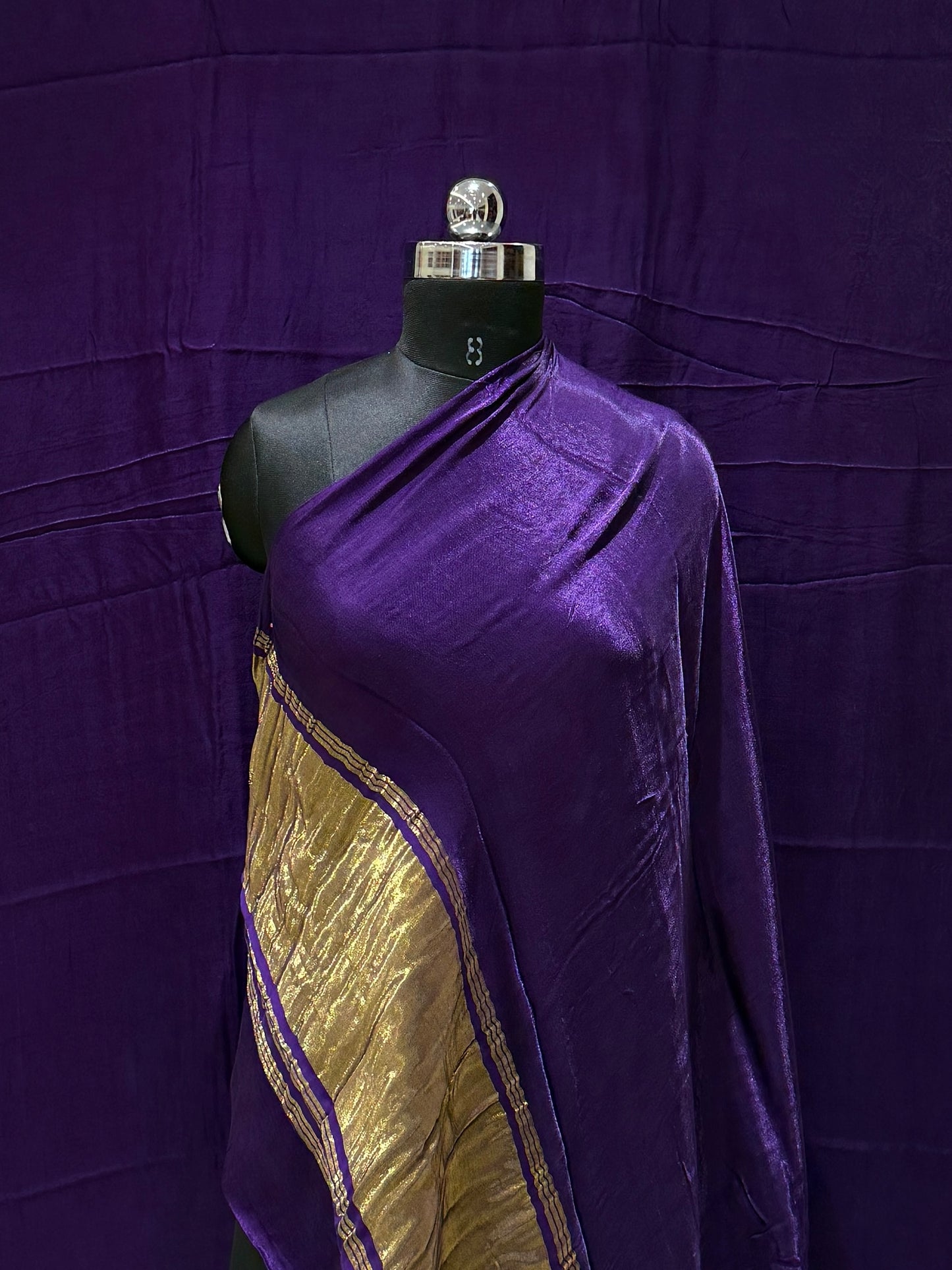 Ink Purple Modal Satin Silk Lagdi Pallu Saree