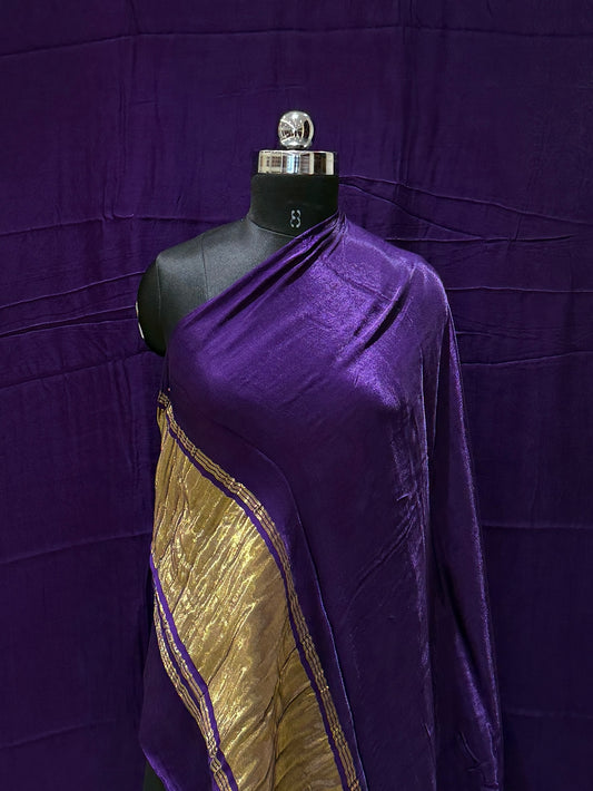 Ink Purple Modal Satin Silk Lagdi Pallu Saree