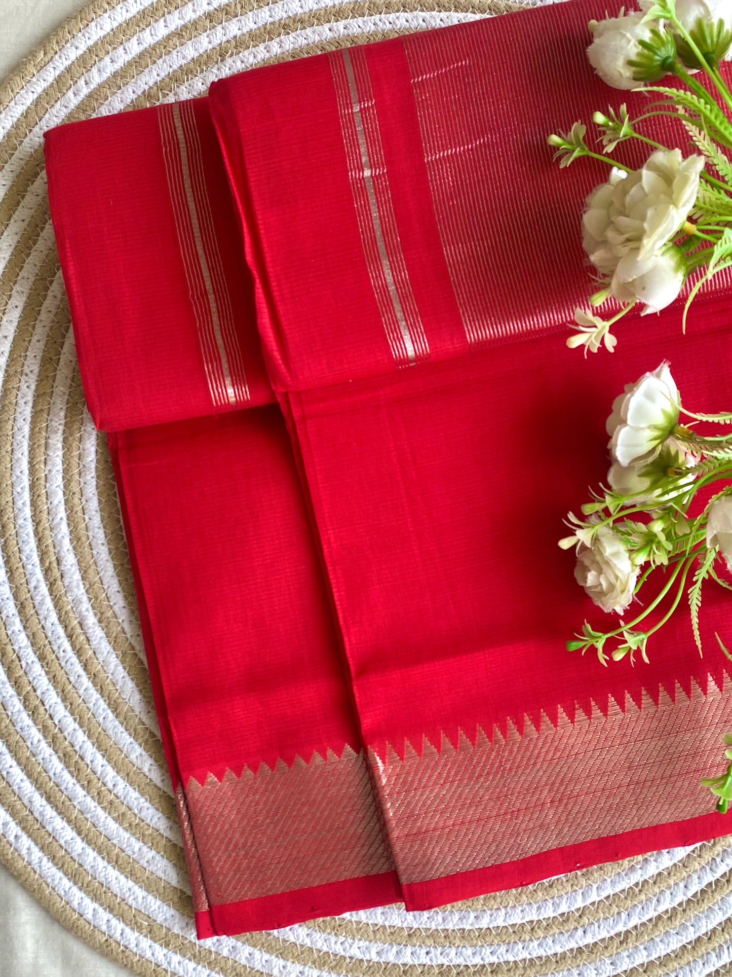 Silver Border Mangalgiri Cotton Saree 14