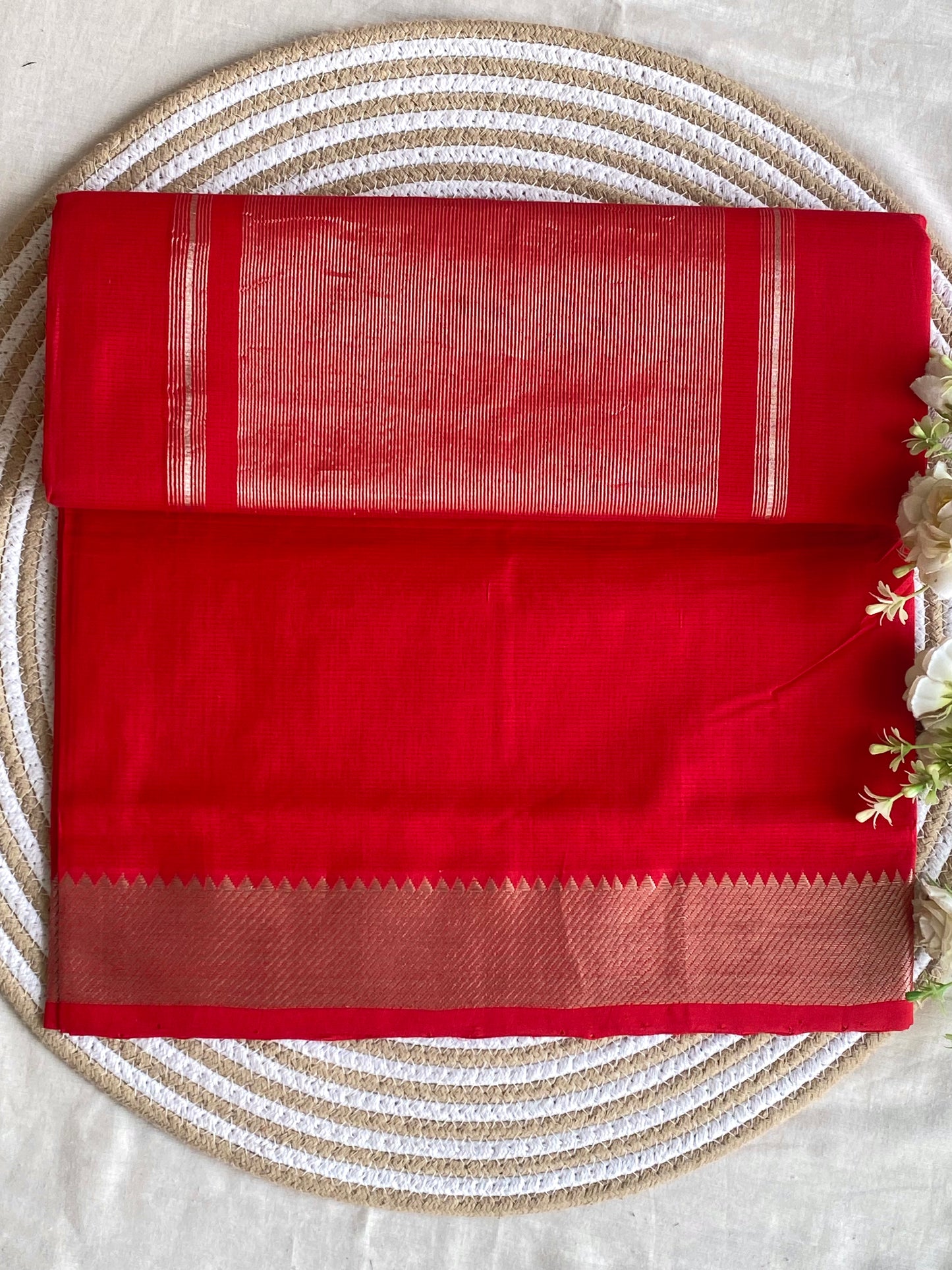 Silver Border Mangalgiri Cotton Saree 14
