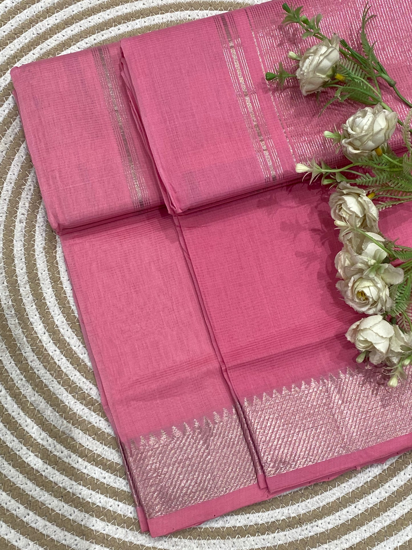 Silver Border Mangalgiri Cotton Saree 12