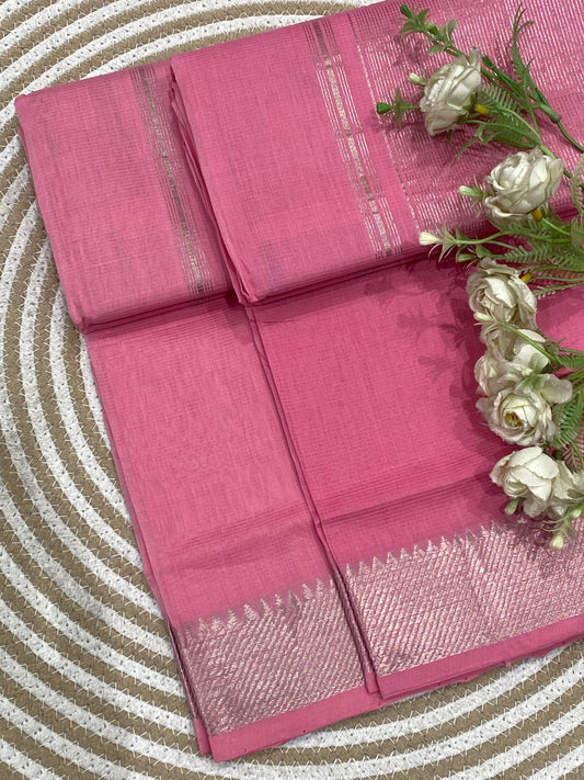 Silver Border Mangalgiri Cotton Saree 12