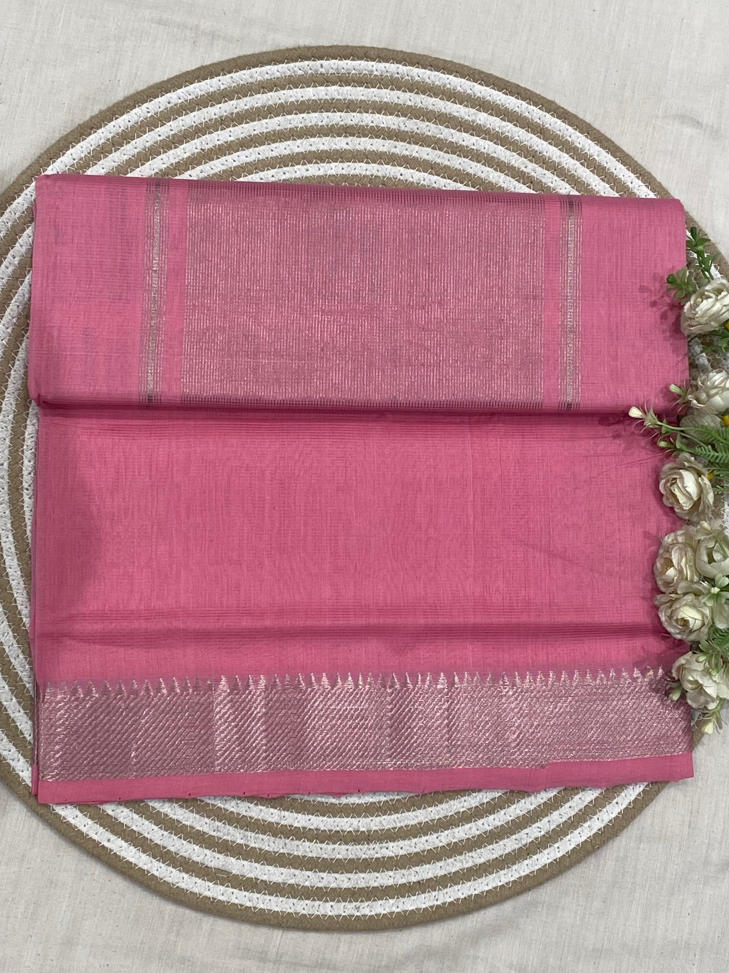 Silver Border Mangalgiri Cotton Saree 12