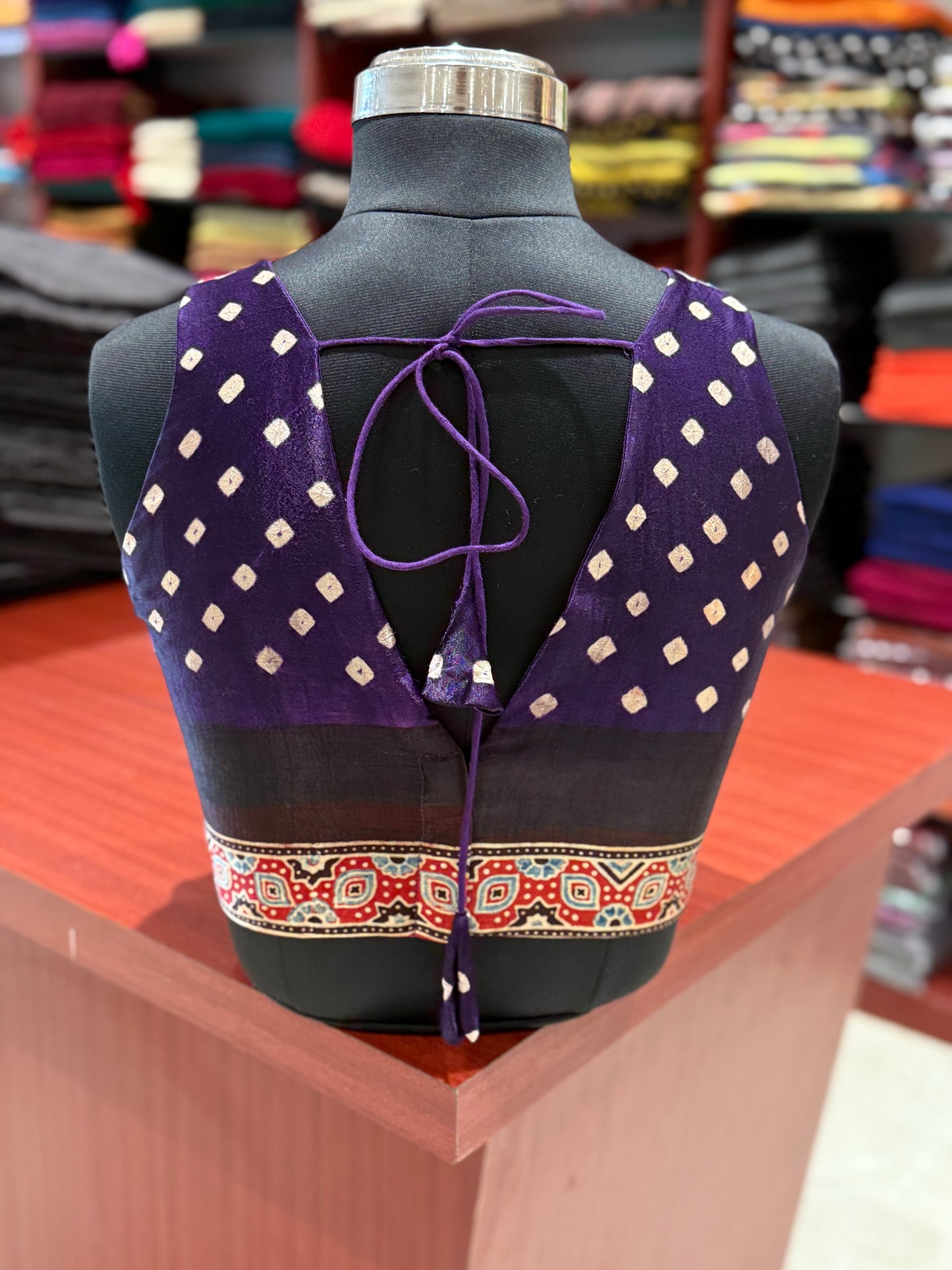 Purple Bandhani Ajrakh Blouse