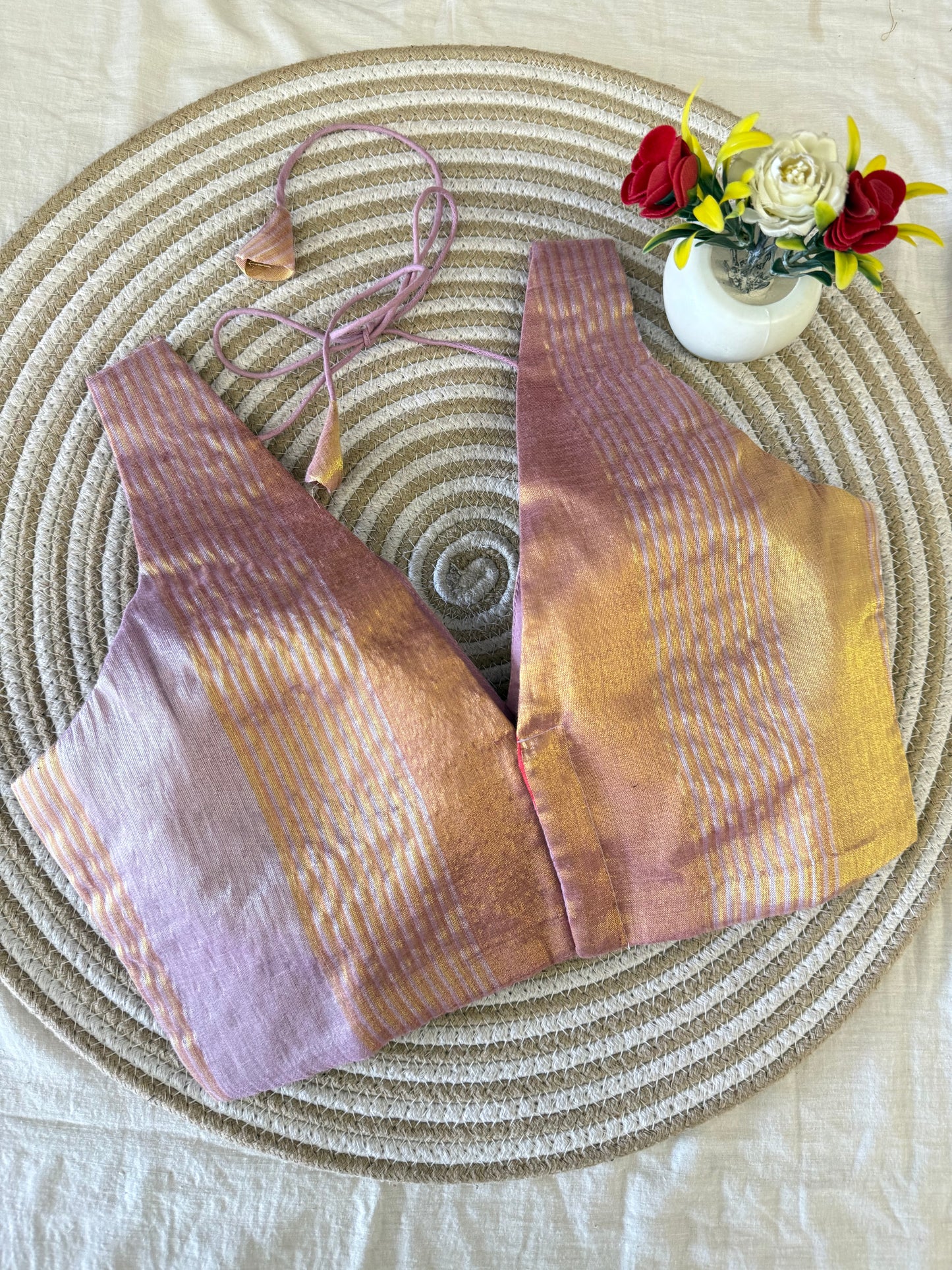 Lilac Gold Tissue Mulmul Blouse